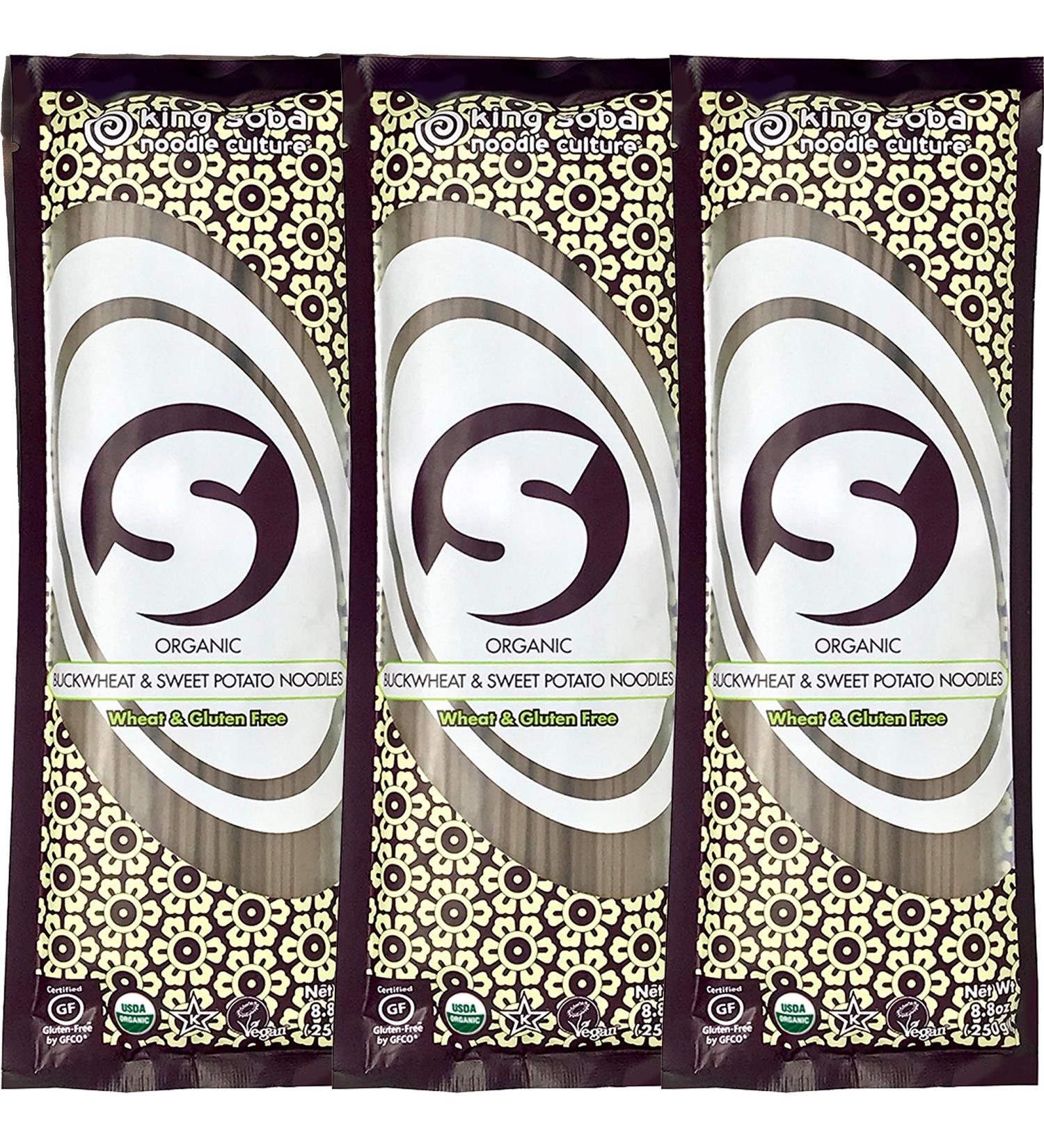King Soba 3-Pack Buckwheat Sweet Potato Noodles - Organic & Gluten-Free - 8.8 oz (Pack of 3) - Buy Online on GoSupps.com