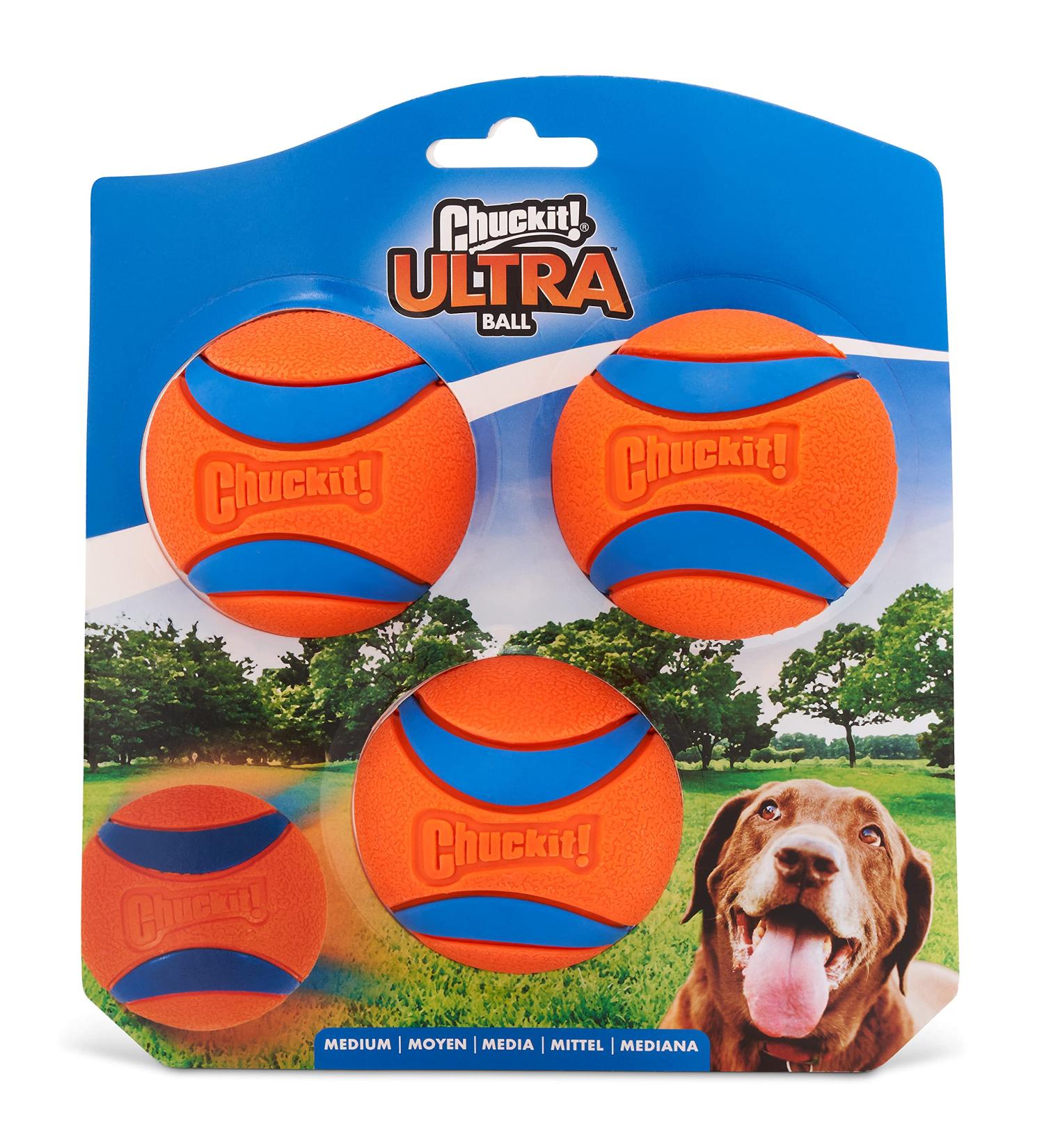 Chuckit! Ultra Ball Dog Toy - Durable Rubber High Jumping Floating | 3-Pack Medium - Perfect for All Dogs - Buy Online on GoSupps.com