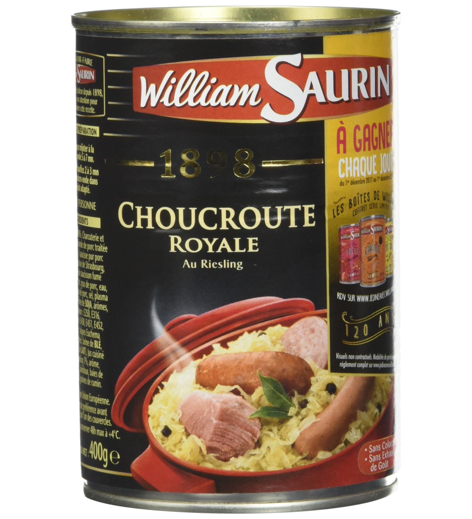 William Saurin Sauerkraut Royale - Riesling d'Alsace 400 g - Pack of 6 - Buy Online on GoSupps.com
