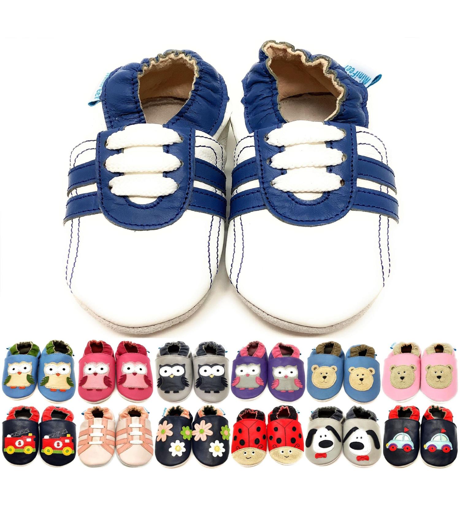 MiniFeet Premium Soft Leather Baby Shoes - Buy 4 Pairs, Get 1 Free! Toddler Shoes - Blue Trainer - 0-6 Months to 4-5 Years - Buy Online on GoSupps.com