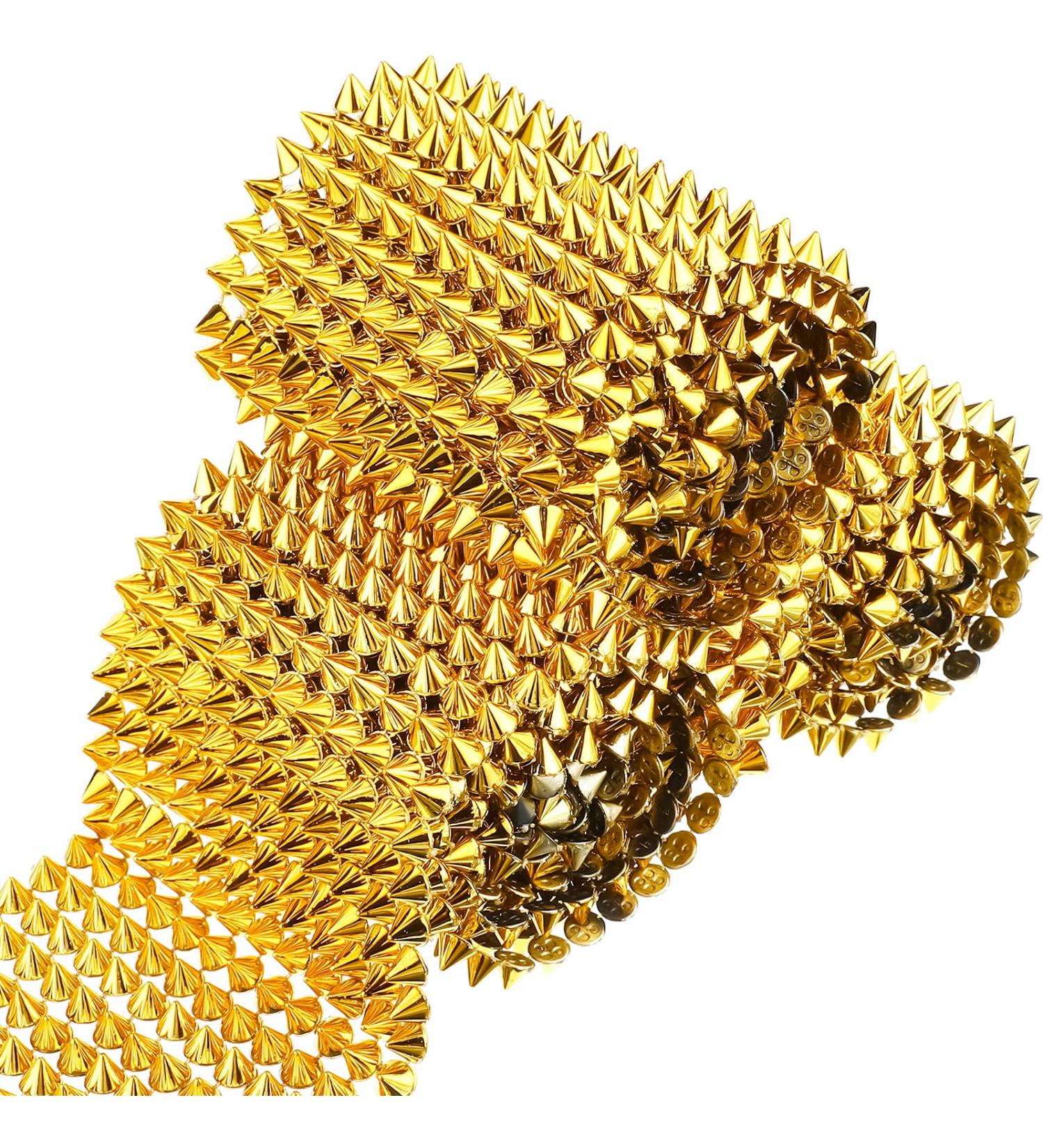 Punk Trim Beads - 3 Yards Sew Stitch On Spike Stud Cone Flatback Rivets in Gold for Clothing, Wedding, Arts & Crafts - Buy Online on GoSupps.com