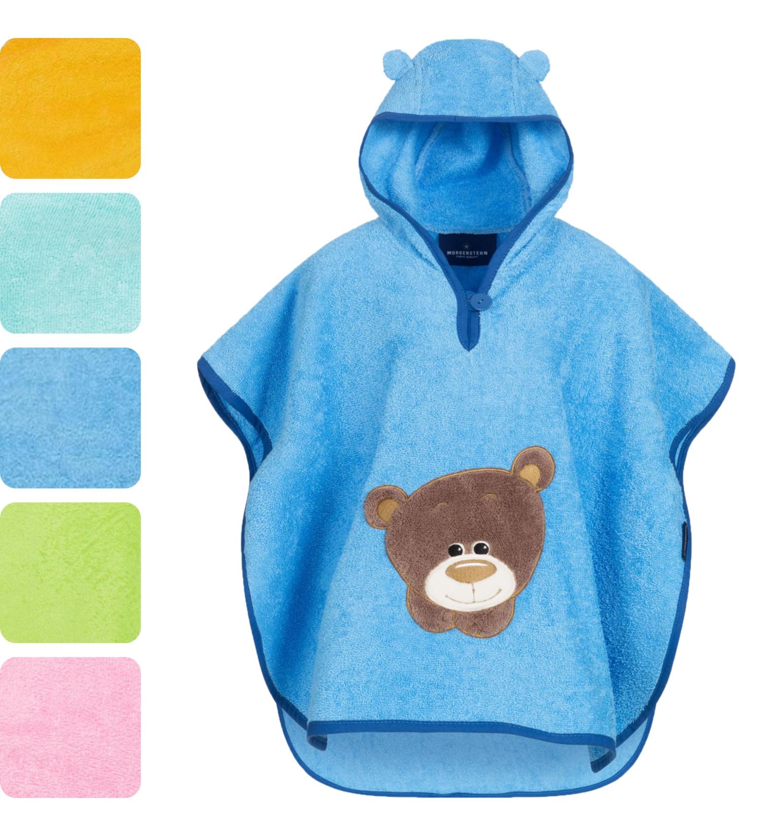 Buy Morning Star Badeponcho for Kids - 100% Cotton Oeko-Tex Hooded Towel & Bathrobe for Babies (1-3 Years) - Blue Bear Design - Buy Online on GoSupps.com