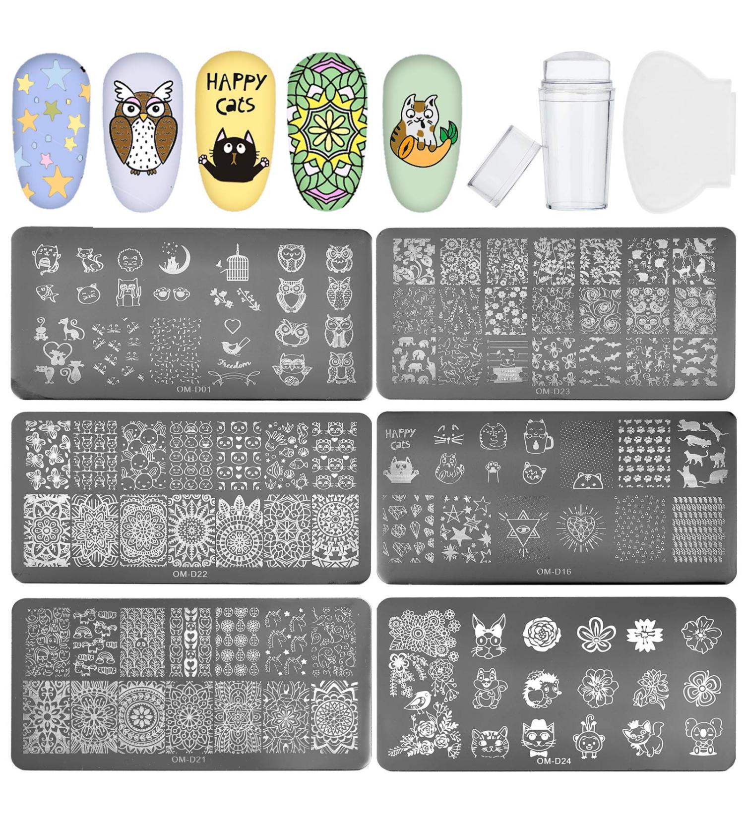 Nail Cat Stamping Kit with 6 Animal Nail Art Plates - DIY Design Print Salon S - Buy Online on GoSupps.com