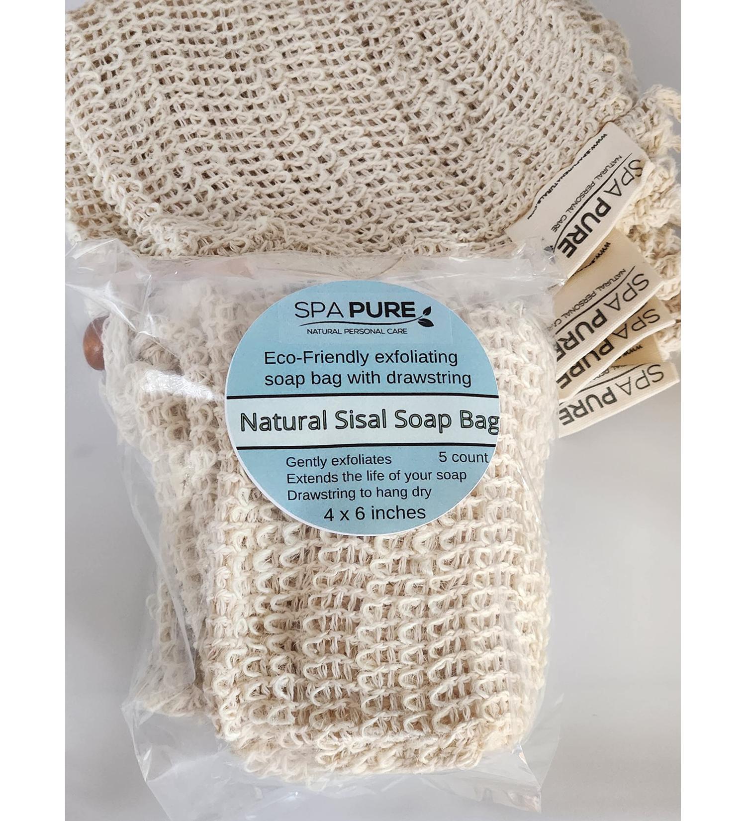 Buy Spa Pure Natural Sisal Exfoliating Soap Bag - 5 Pack | Handmade Soap Storage & Gently Exfoliate | Extend Soap Life - Buy Online on GoSupps.com