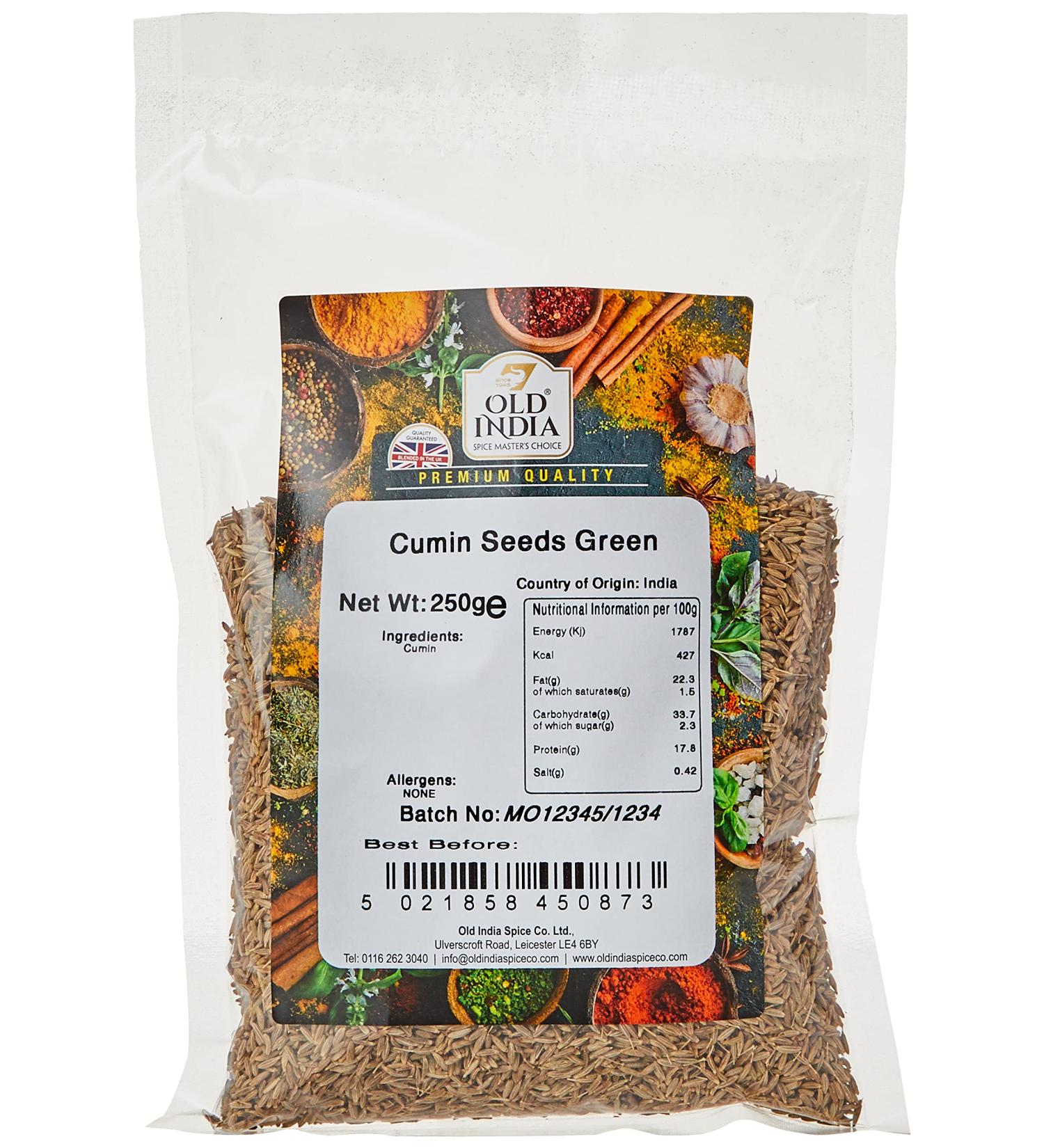 Old India Cumin Seeds Green 250g - Premium Quality Spice for Cooking - Pack of 1 - Buy Online on GoSupps.com