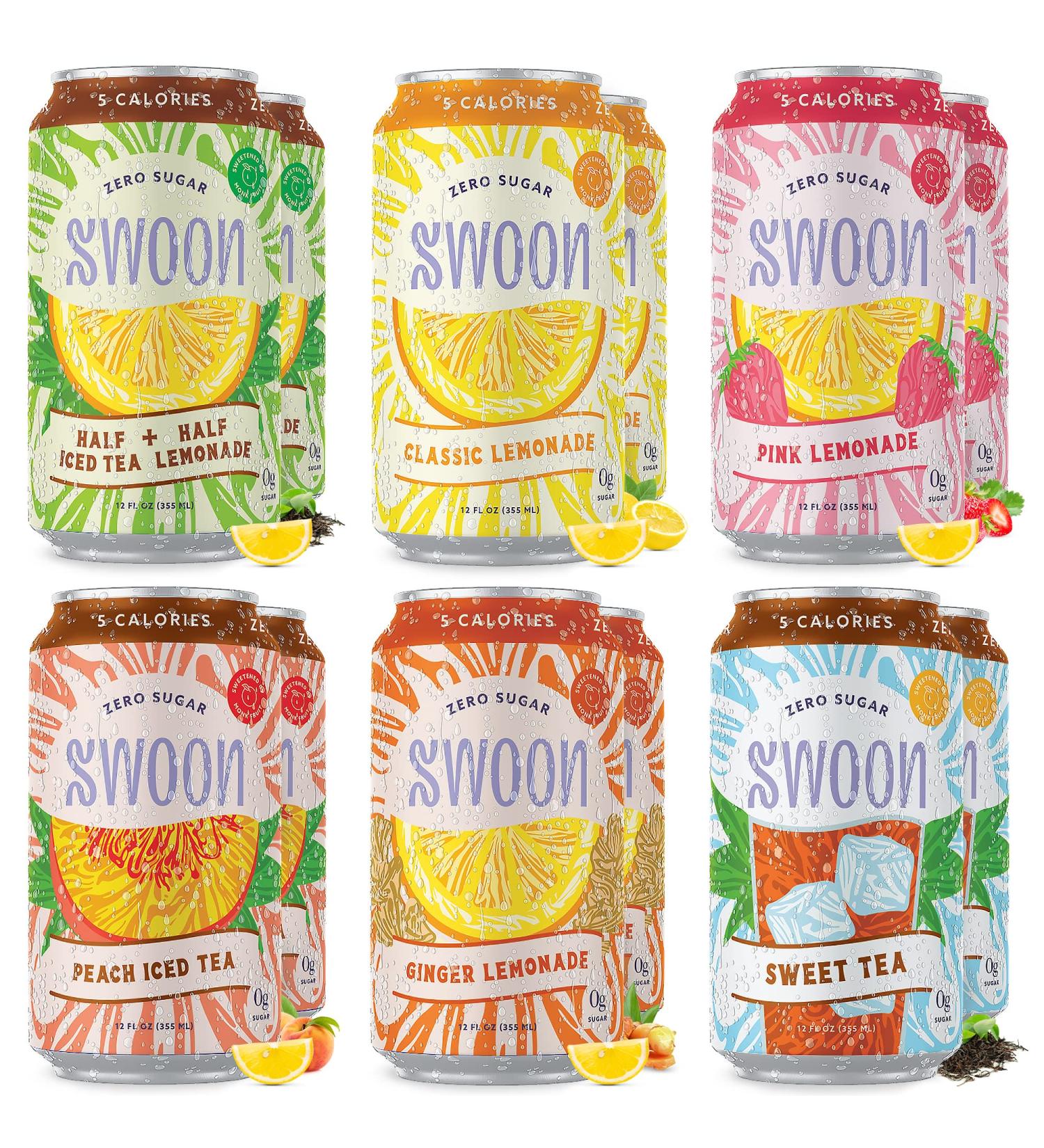 Swoon Starter Pack - Low Carb Paleo-Friendly Gluten-Free Keto Drink with Natural Lemon Juice Concentrate - Sugar-Free Ice Tea & Lemonade - 12 fl oz (Pack of 6) - Buy Online on GoSupps.com