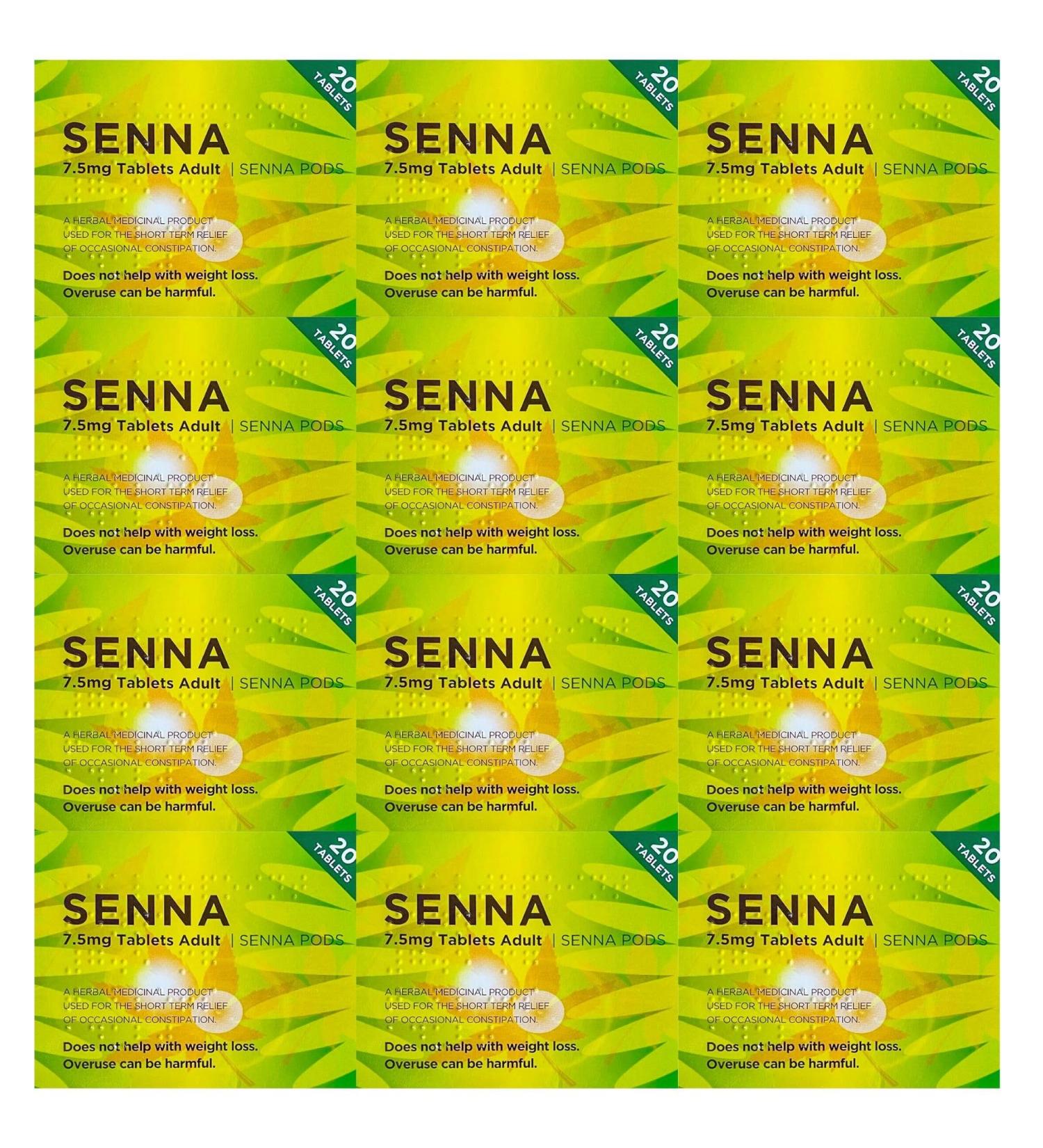 Pack of 12 Senna Herbal Laxative Tablets 20's Natural and Gentle Constipation Relief for Adults (240 Tablets) - Buy Online on GoSupps.com