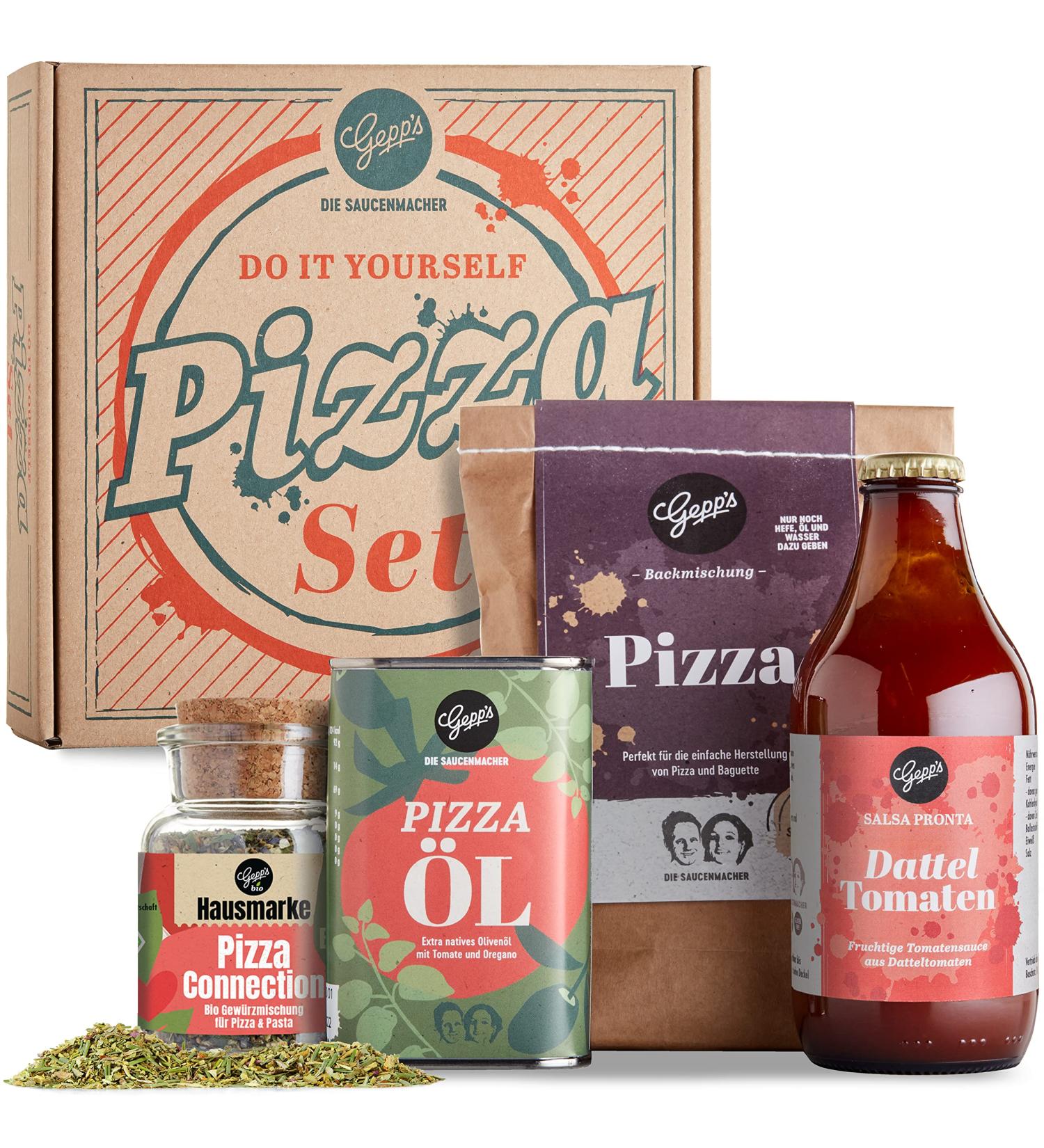 Gepp's Delicatessen DIY Pizza Gift Set | Crispy Neapolitan Pizza with Authentic Dough Cherry & Date Tomato Sauce Pizza Oil & Organic Seasoning - Buy Online on GoSupps.com