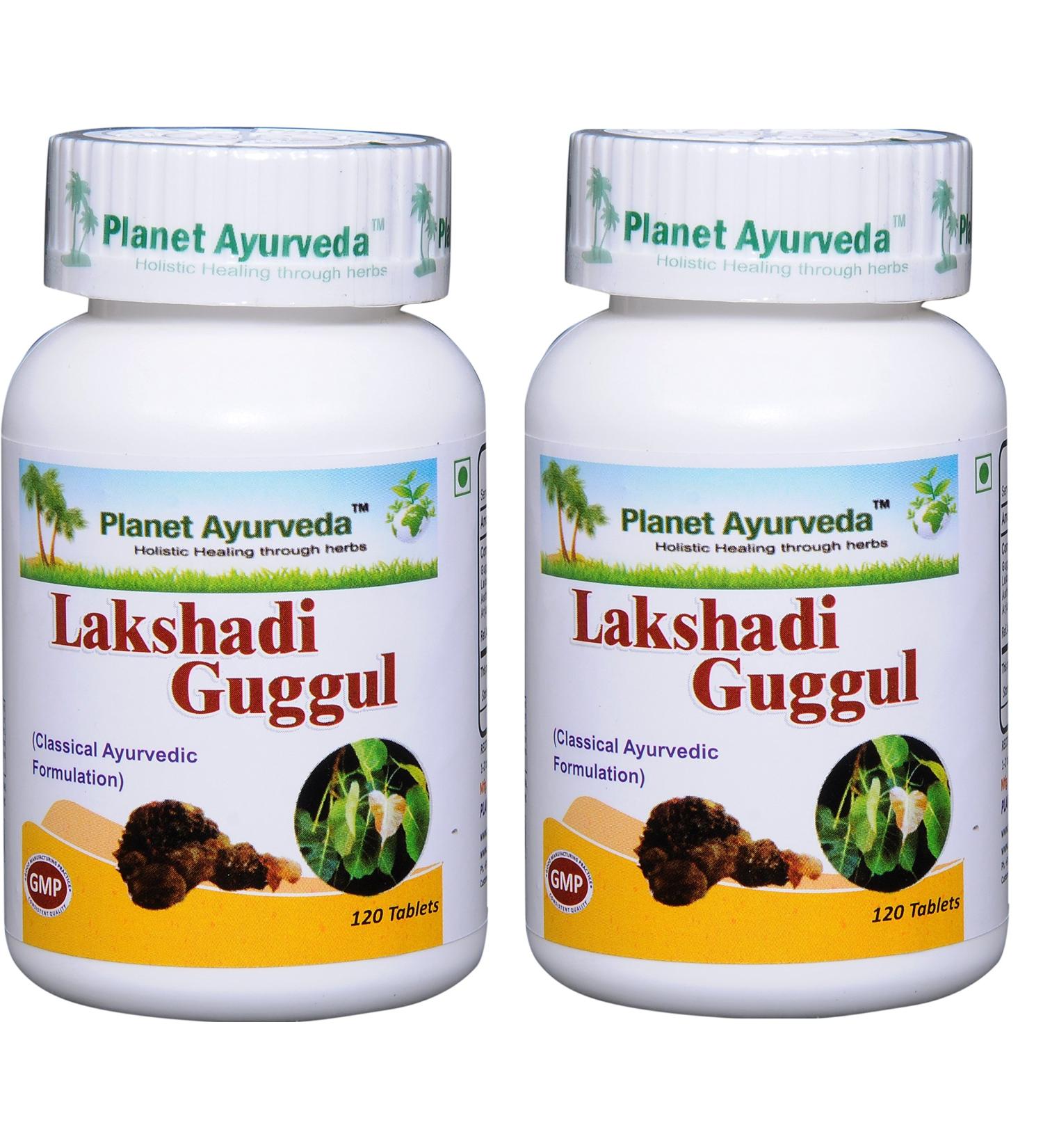 Planet Ayurvda Lakshadi Guggul - Herbal Tablets, 100% Natural - 2 Bottles (Each Bottle Contains 120 Tablets) - Buy Online on GoSupps.com