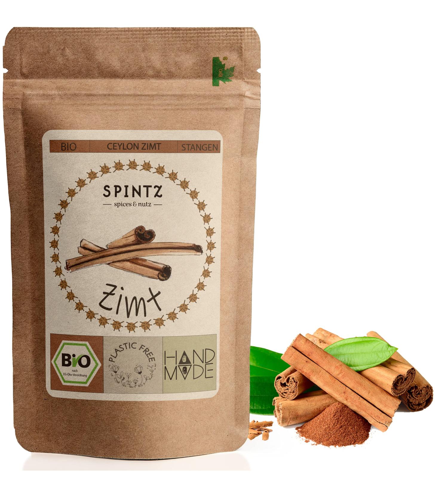 Buy Spintz Bio Ceylon Cinnamon Rods 50st | 13-14 cm Organic & Extra Long | Sustainable & Plastic-Free Packaging | Fresh 340g Ceylon Cinnamon Sticks - Buy Online on GoSupps.com