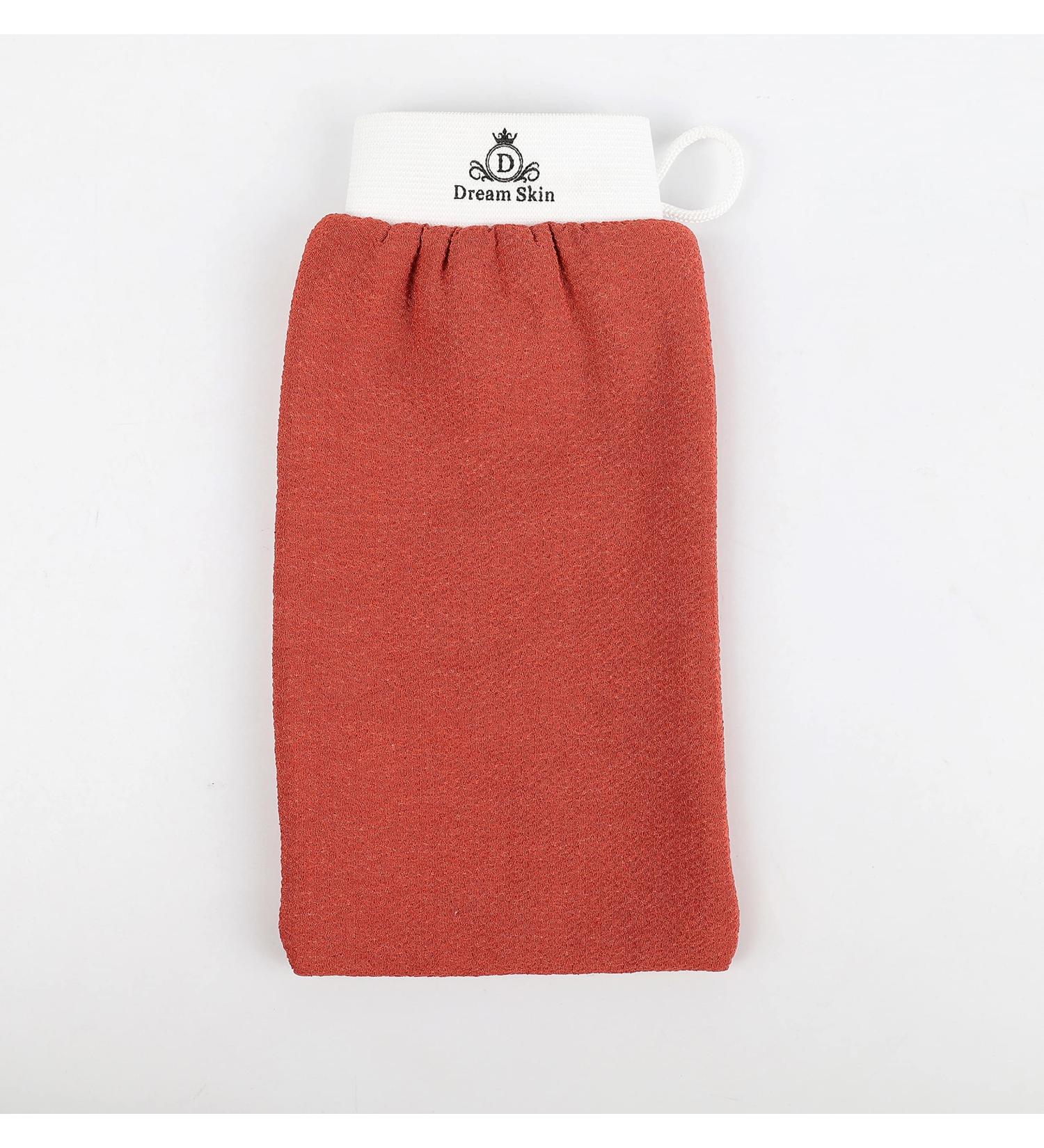 Dream Skin Exfoliating Glove - Tunisian Scrubbing Cloth for Bath and Shower - 100% Viscose Fiber - Brick Red - 1pc - Buy Online on GoSupps.com