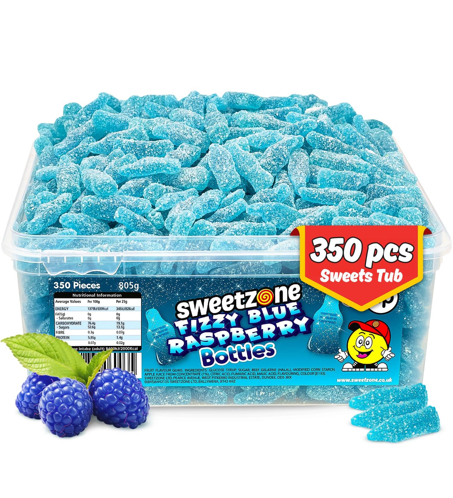  Sweetzone Sweetzone Fizzy Blue Raspberry 805g - 350 Gummies - Delicious Raspberry Chew Candy - Dive into Blue Candy with this Halal Candy Perfect for Everyone - Buy Online on GoSupps.com