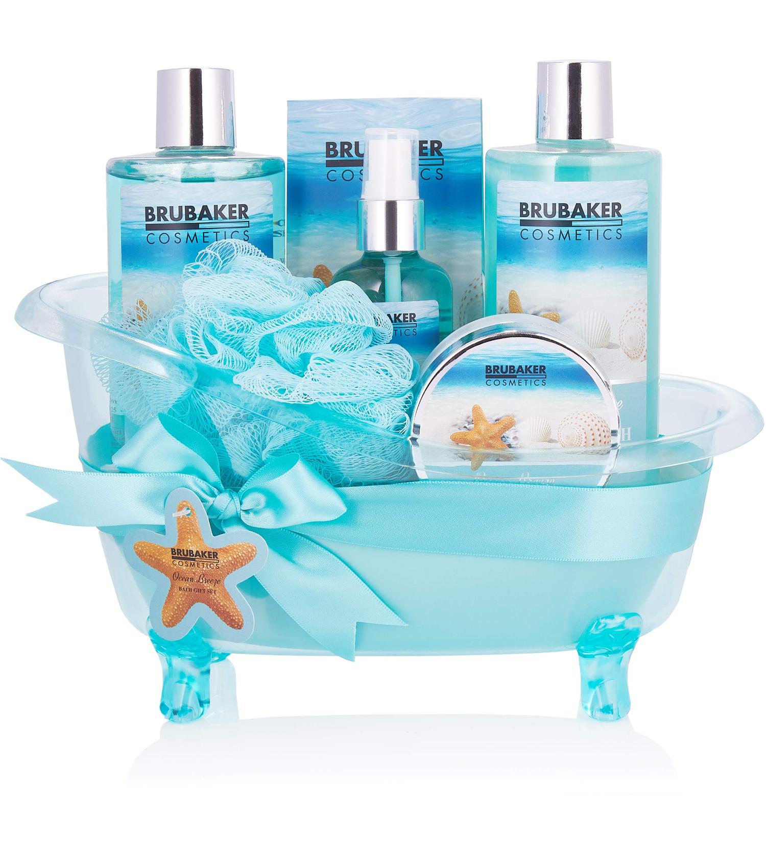 BRUBAKER Summer Dreams 7-Piece Bath & Shower Set - Sea Breeze Gift Set | Luxury Cosmetics in Decorative Tub - Buy Online on GoSupps.com