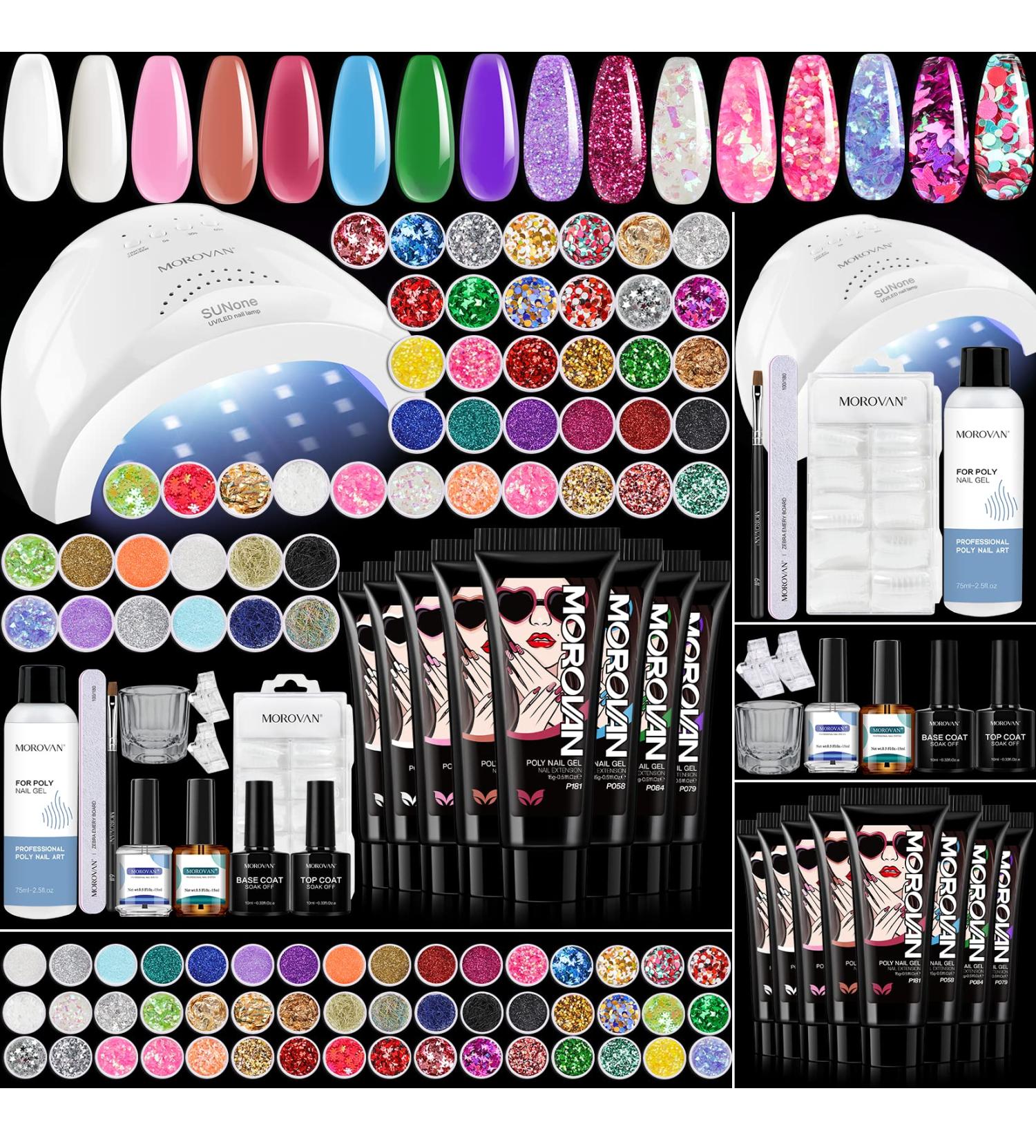 Morovan Poly Gel Nail Kit - 48 Colors Poly Gel with U V Lamp | Professional Manicure Starter Kit - Buy Online on GoSupps.com