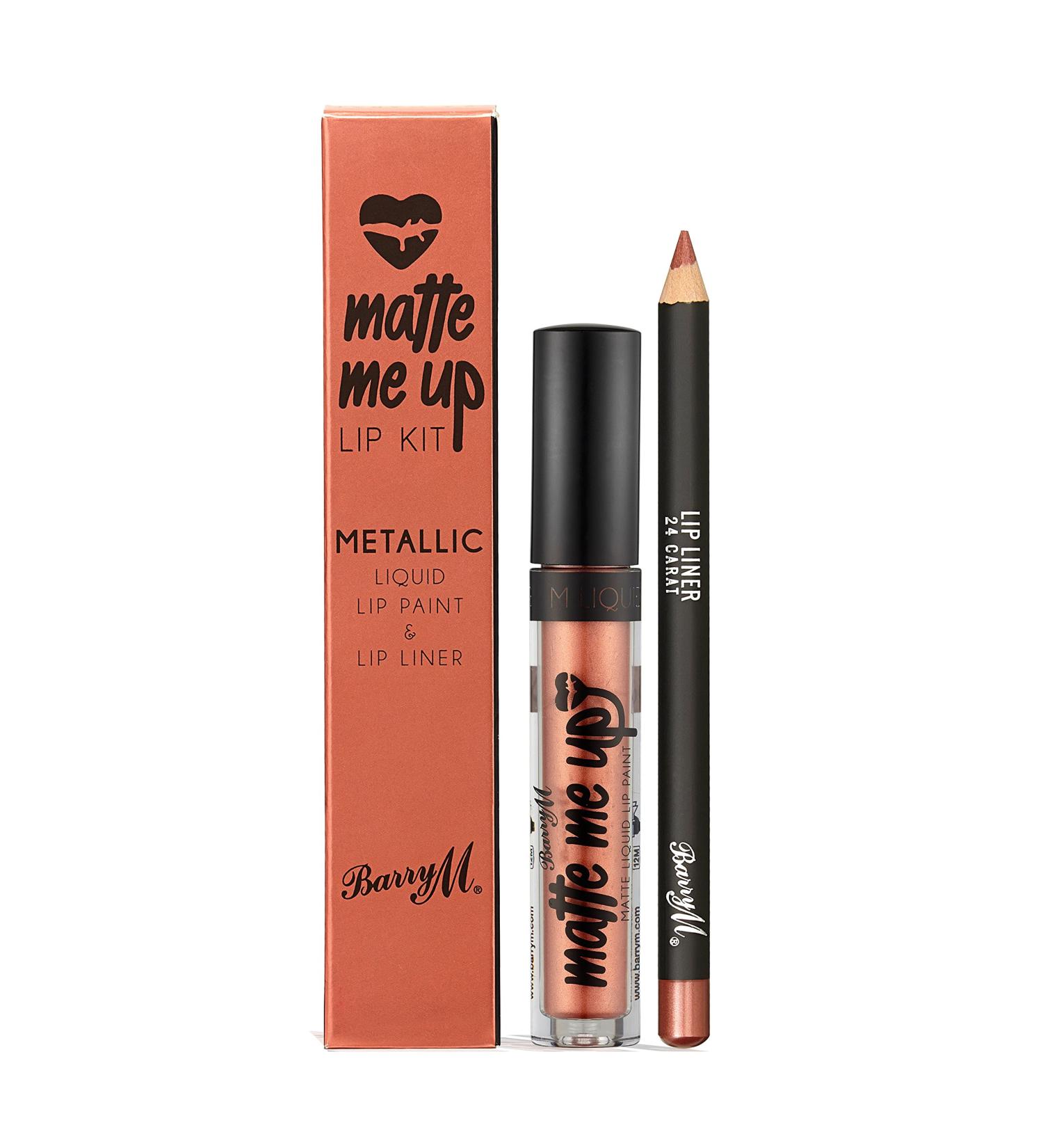 Barry M - Ultra-Long Wearing Non-drying Matte Me Up - Metallic Lip Paint and Lip Liner - 24 Karat