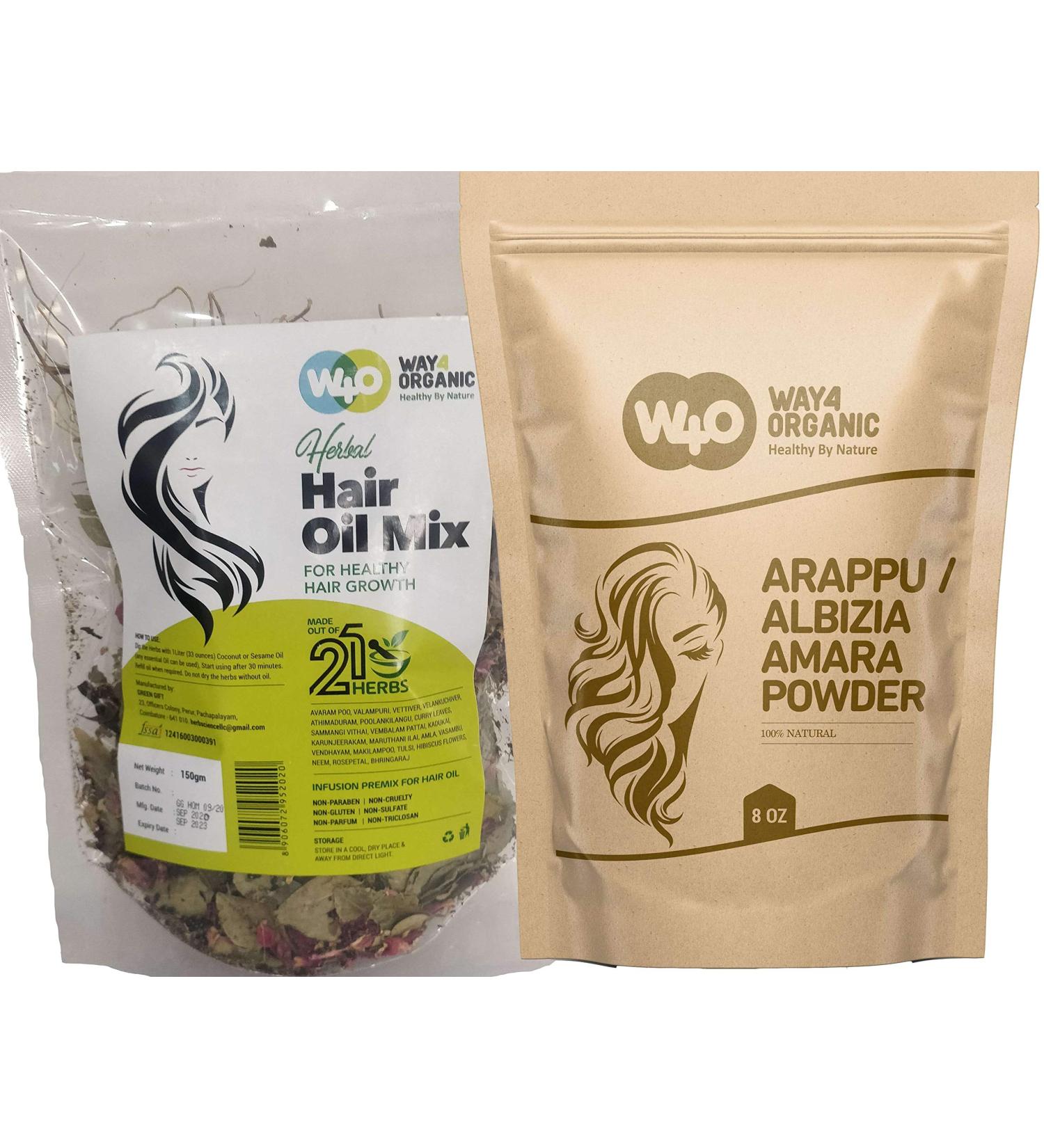 Combo Hair Care: Herbal Hair Oil & Arappu Powder for Thick Long Hair Growth - Dandruff Prevention & Repair - 150g - Buy Online on GoSupps.com