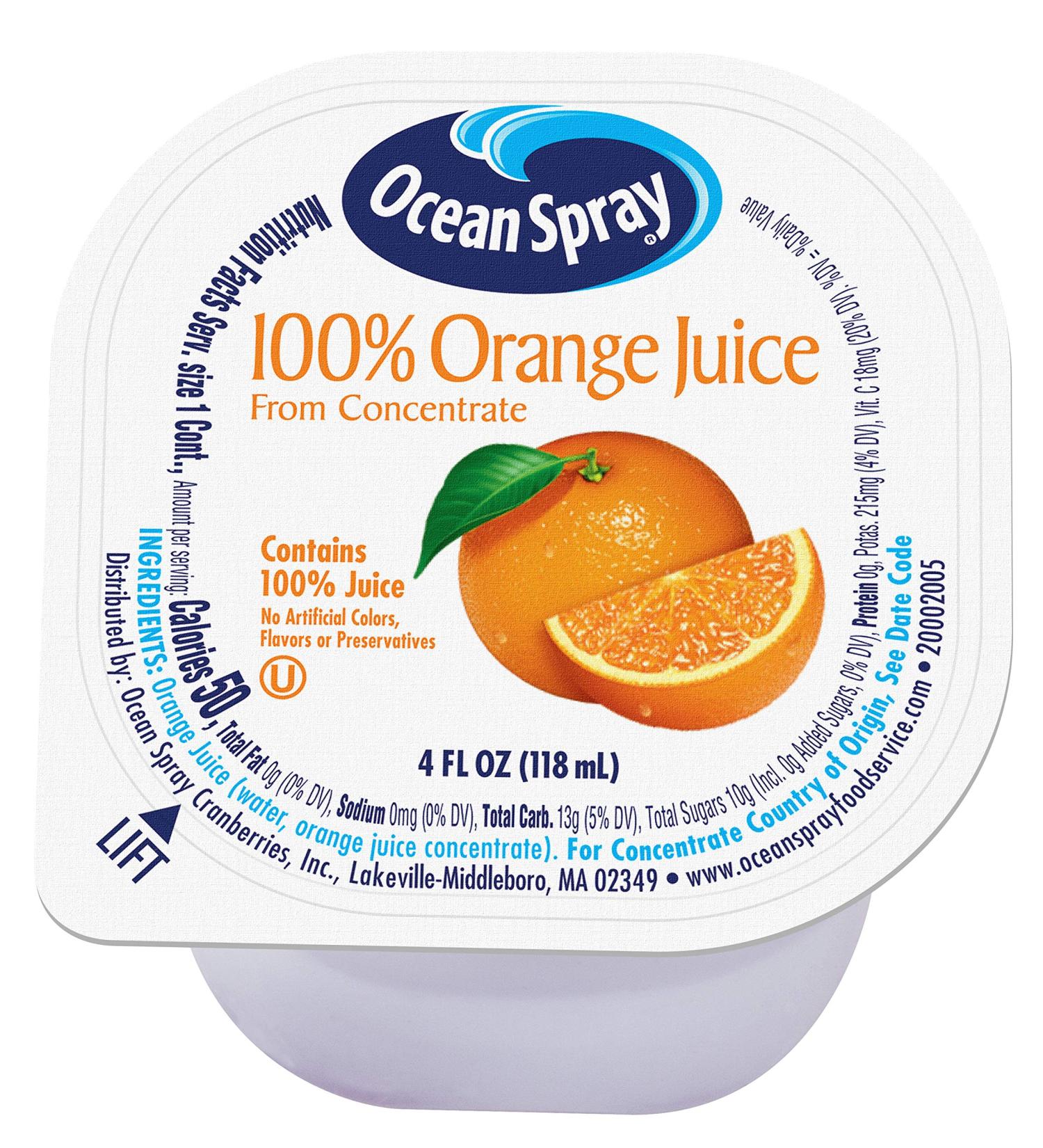 Ocean Spray 100% Orange Juice 4 fl oz Cup - Pack of 48 | Refreshing Citrus Drink - Buy Online on GoSupps.com