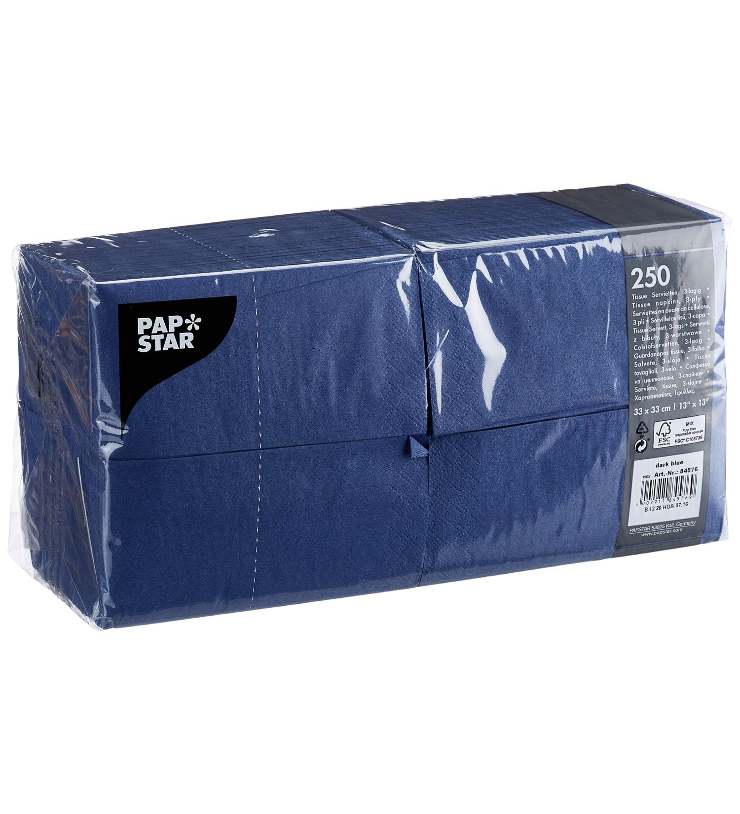 Buy Papstar 84576 Dark Blue 3-Ply Napkins | 250 Count 1/8 Fold 33x33 cm - International Shipping Available - Buy Online on GoSupps.com