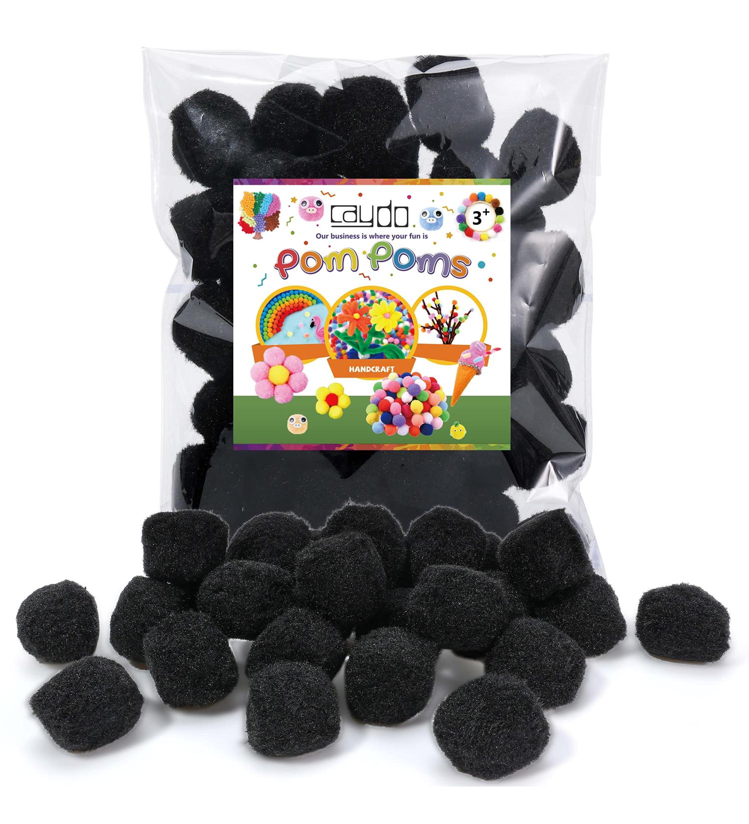 Caydo 1.5 inch Black Pom Poms - 50Pcs Large Craft Fuzzy Balls for DIY Projects and Decorations - Buy Online on GoSupps.com