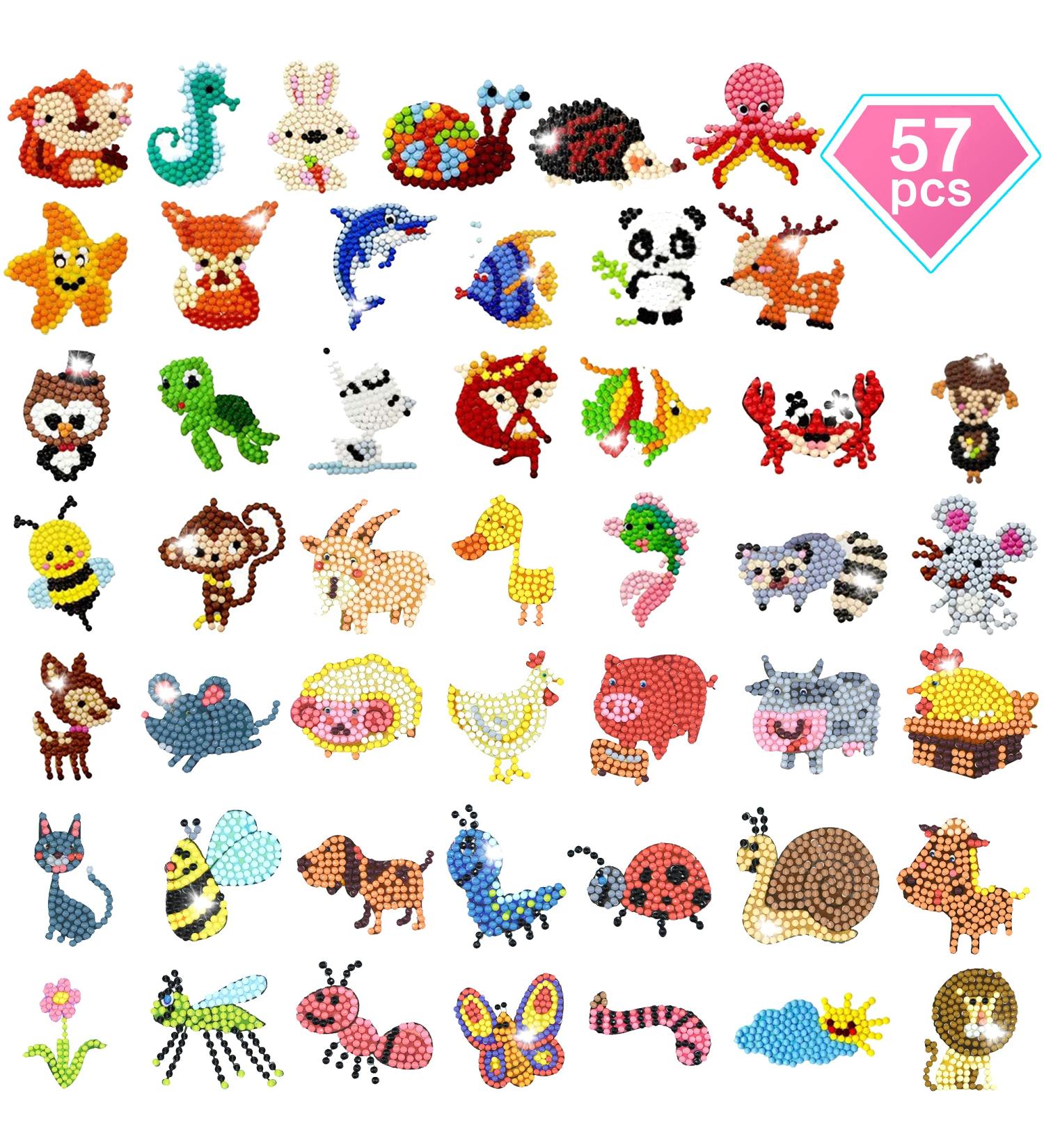 57PCS Diamond Painting Stickers for Kids - Fun DIY Arts and Crafts Kit Ages 6-12 - Gem Sticker Art Gift for Kids and Beginners - Buy Online on GoSupps.com