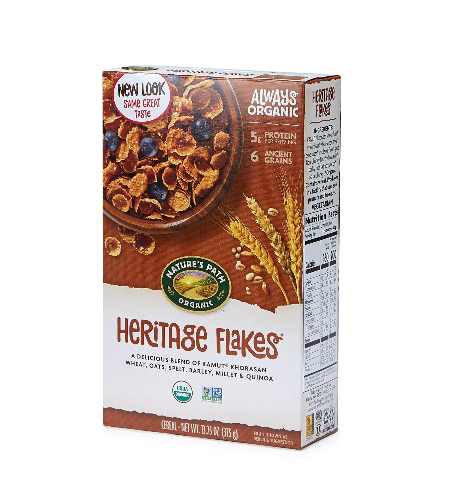 Natures Path Heritage Flakes Cereal - Healthy & Organic Whole Grains - 13.25oz Box - Buy Online on GoSupps.com