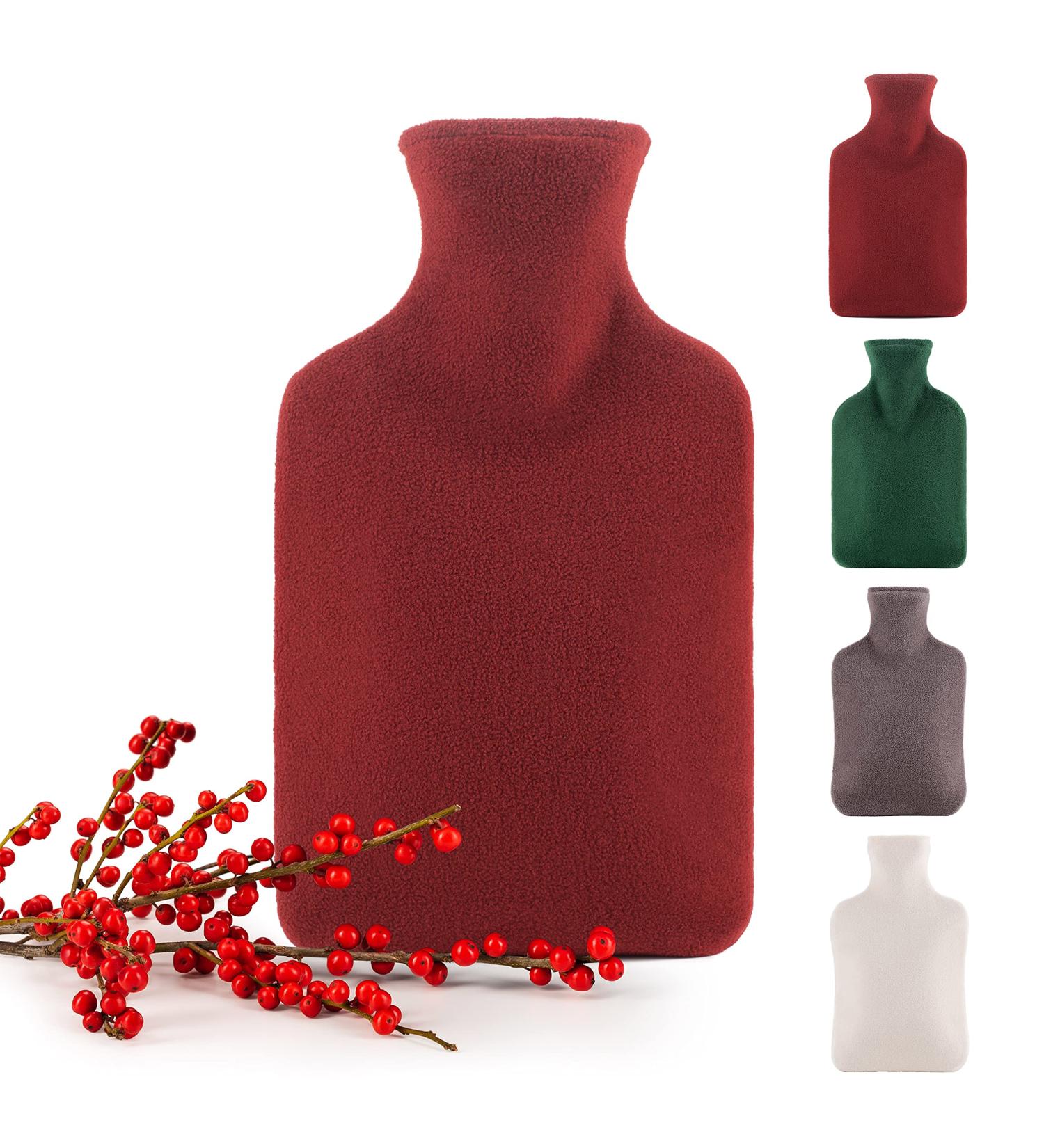 Blum Valley 1.5L Heat Bottle for Babies | Washable Fluffy Hot Water Bottle with Red Polar Cover | Safe Natural Rubber Bed Bottle - Buy Online on GoSupps.com