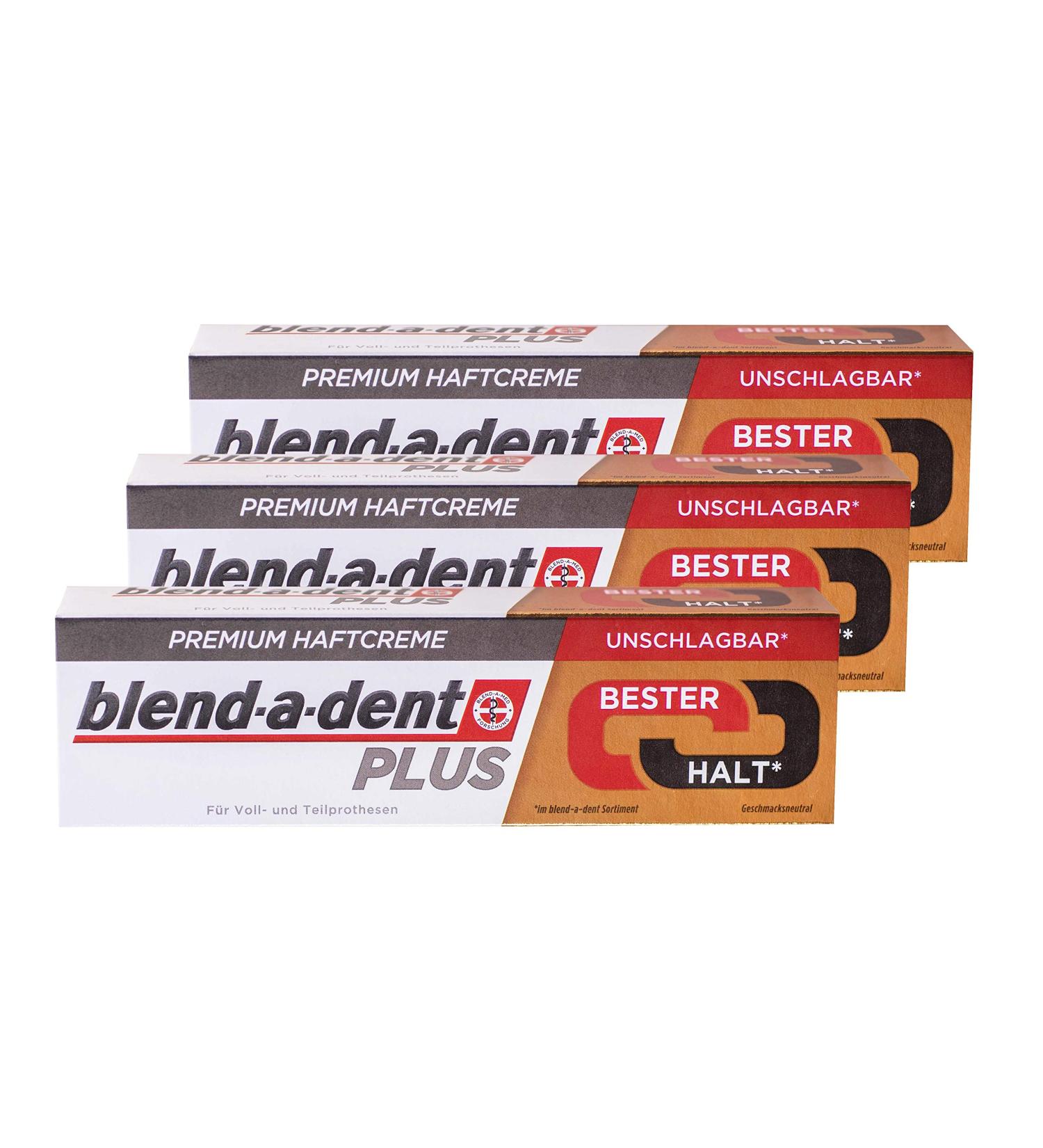 3 x 40g blend-a-dent PLUS Premium Adhesive Cream - Tasteless - Duokraft