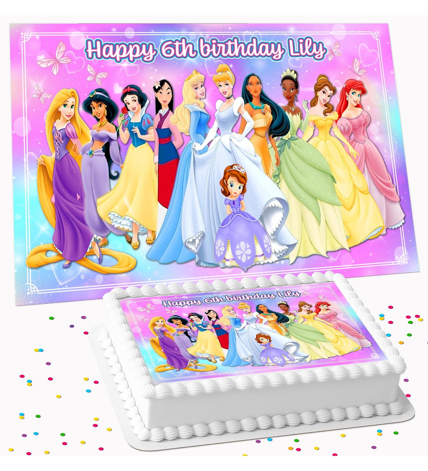 PRINCESS PERSONALISED BIRTHDAY PARTY ICING EDIBLE COSTCO CAKE TOPPER R1-020 - Buy Online on GoSupps.com