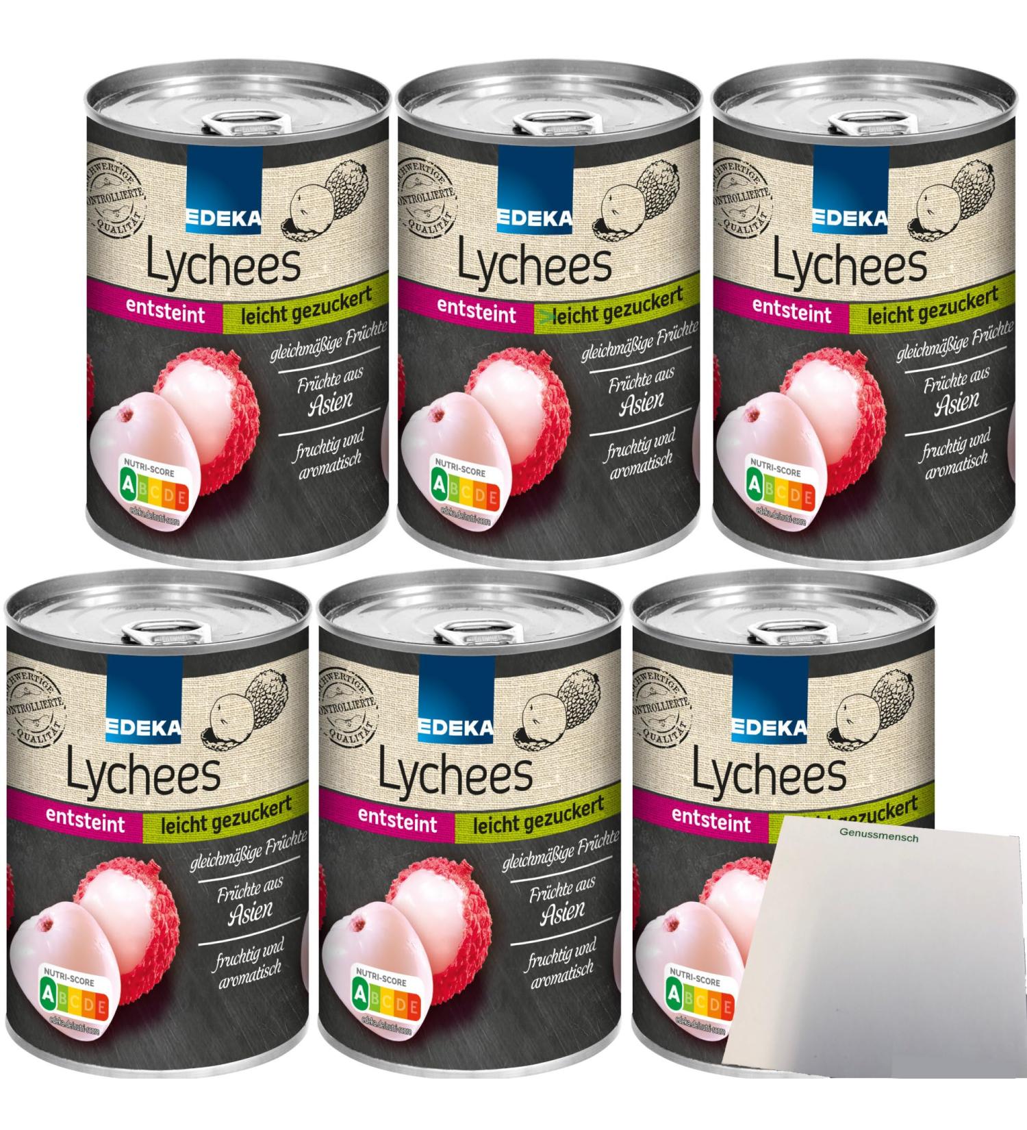 Edeka Lychees Pack of 6 boxes of 425 g lightly sweetened fruity and aromatic + usy block - Buy Online on GoSupps.com
