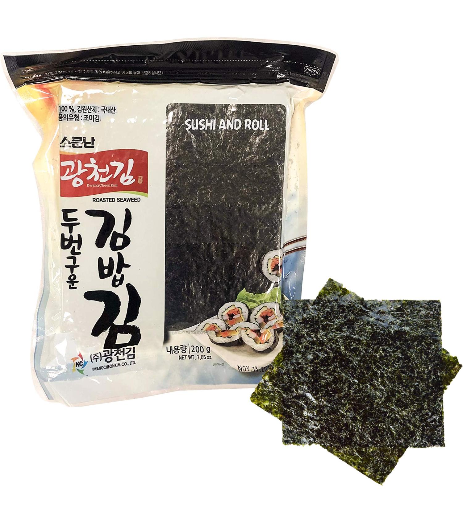 Kwangcheonkim Sushi Nori Seaweed Sheets 100 Full Size Roasted Rolls 200g - Yaki Resealable Bag - Buy Online on GoSupps.com