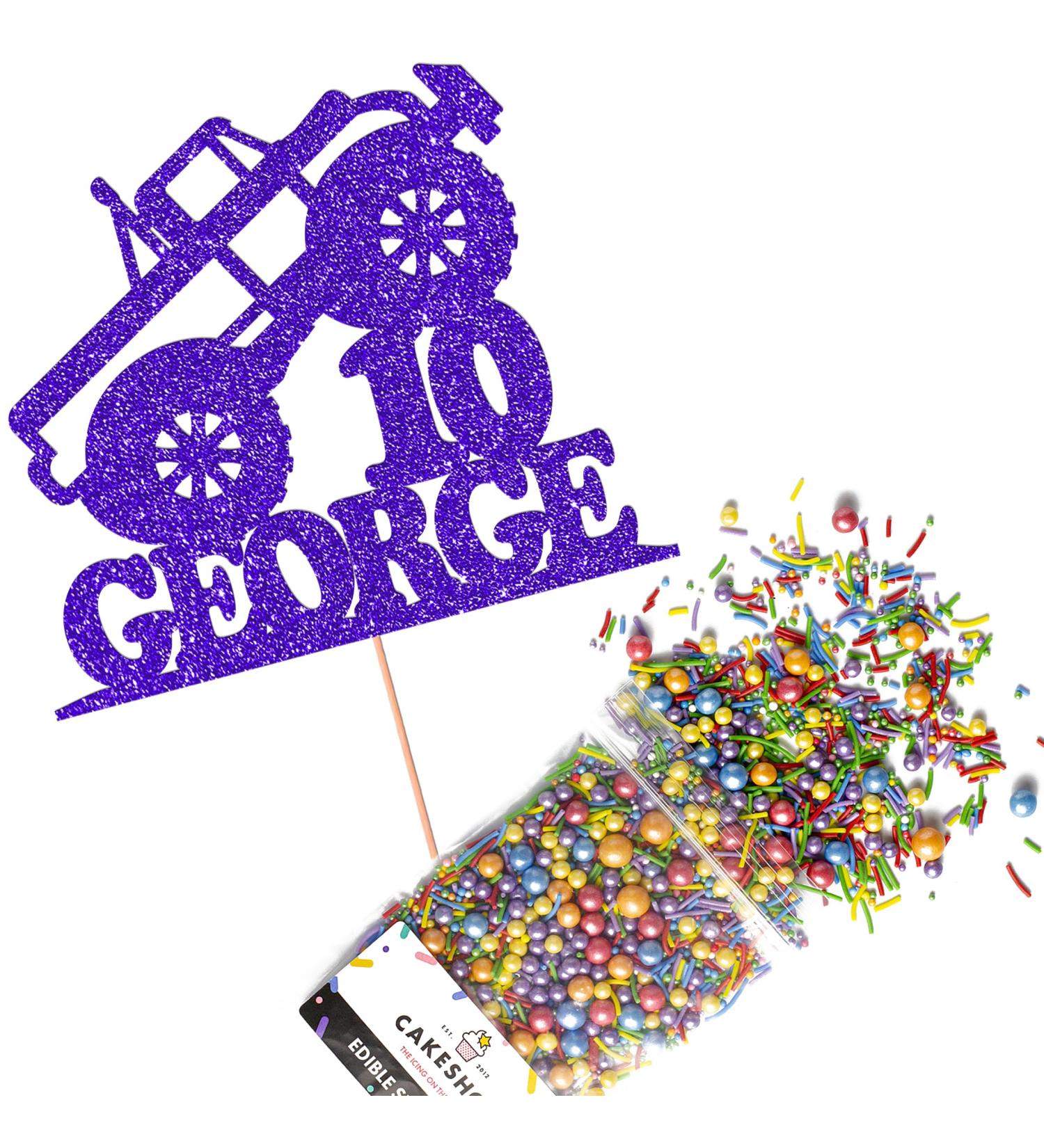 Cakeshop Cake Decoration Pack | Monster Truck Theme Premium Double Sided Glitter Card Cake Topper & 25g Party Pack of Cake Sugar Sprinkles | Custom Name & Age Cake Decorations (Bright Blue) Non-Prime Glitter Card: Bright Blue - Buy Online on GoSupps.com