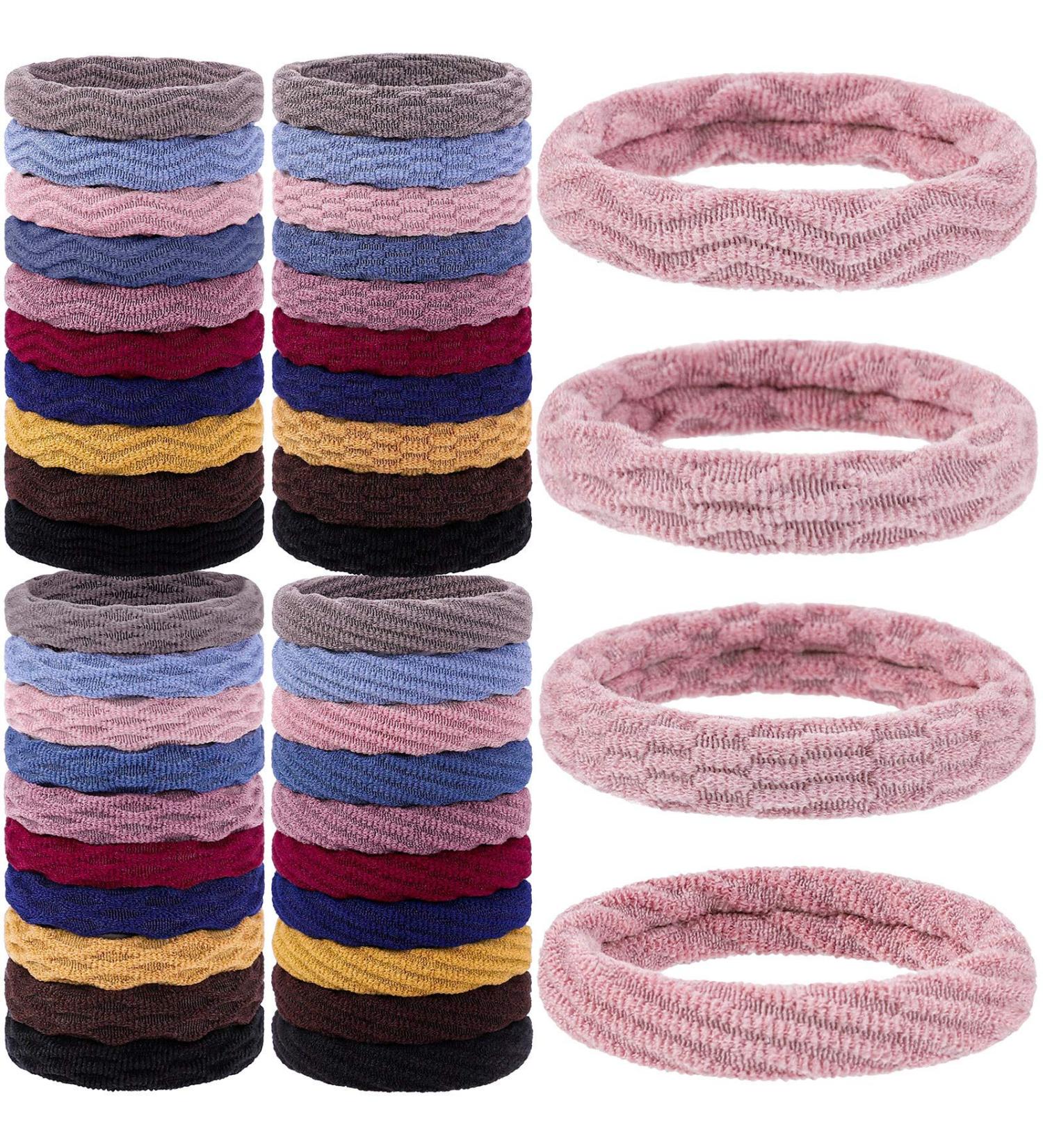 Elcoho 100 Seamless Cotton Hair Gums | Elastic Ponytail Holders for Women & Girls | No Fold Hair Accessories in Mixed Candy Colors - Buy Online on GoSupps.com