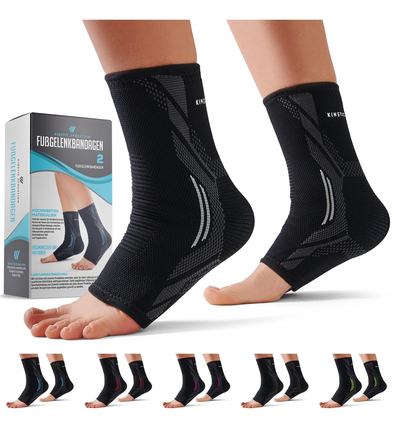 Kinetic Evolution Ankle Bandage - 2 Piece Foot Support for Men & Women Gray XL Sport Ankle Wrap for Right & Left - Buy Online on GoSupps.com