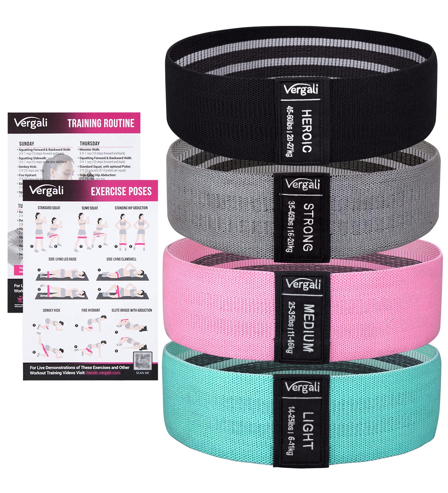 Vergali Fabric Booty Bands for Women - Set of 4 for Butt & Leg Workouts - Buy Online on GoSupps.com