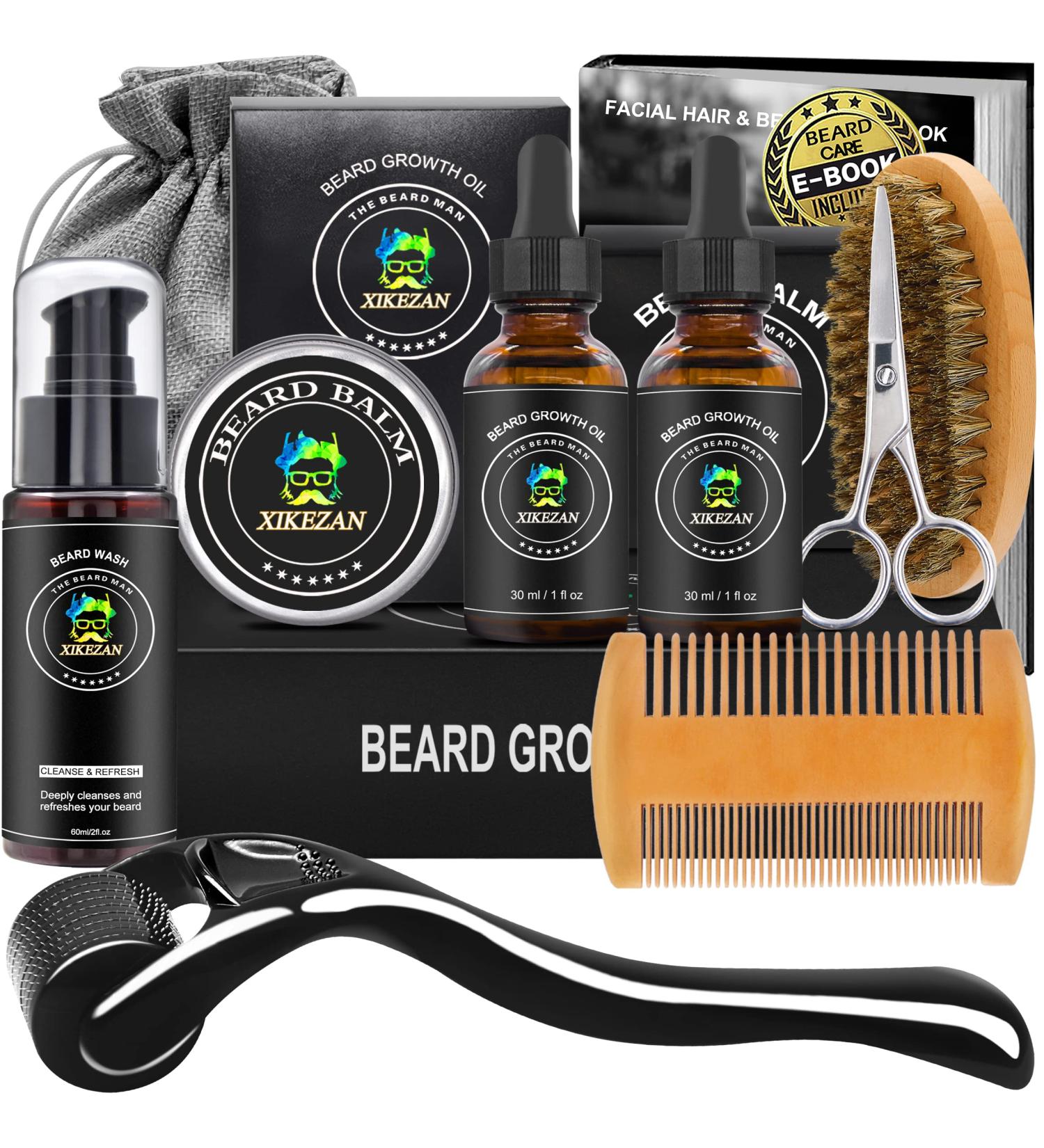 Ultimate Beard Growth Kit - 9 Essential Items for Men | Grooming Set with Oil, Roller, Wash & More | Perfect Christmas Gift for Dad - Buy Online on GoSupps.com