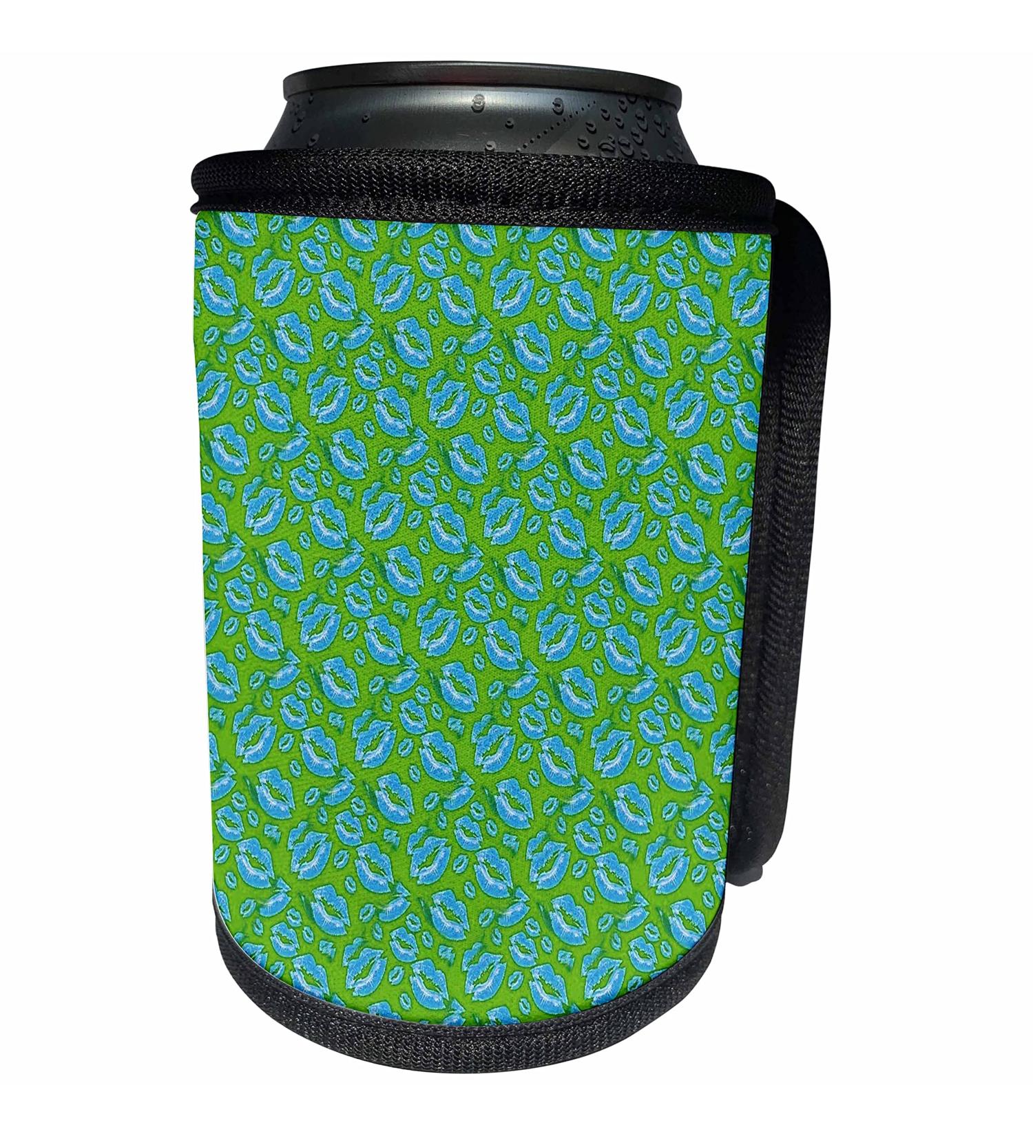Can Cooler Bottle Wrap - Two Kisses Collided Lip Boyish Blue Lips Pattern Pattern - Lipstick Kisses