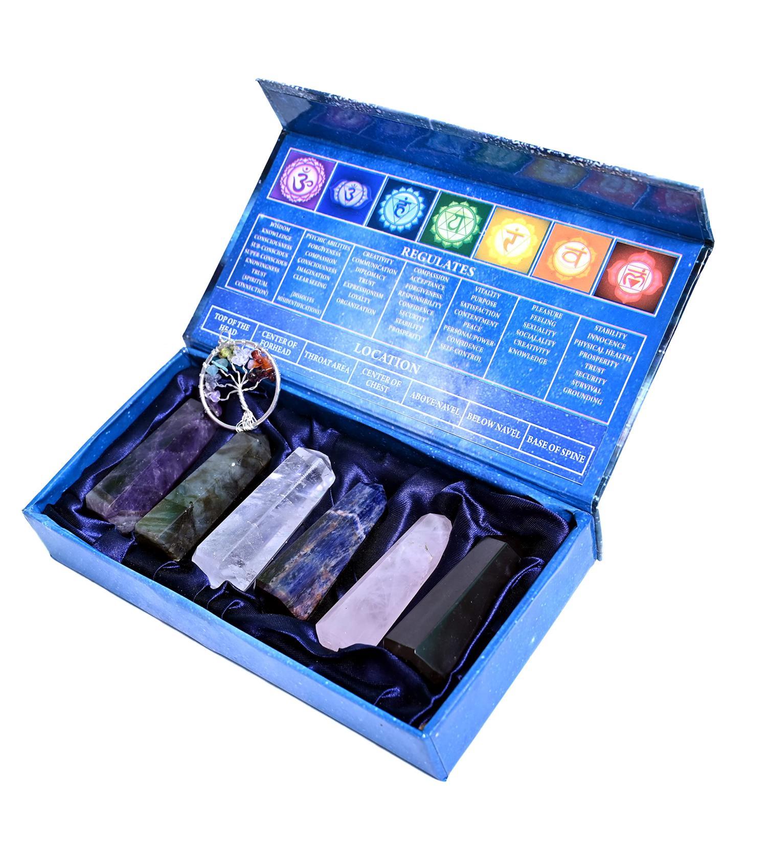 KACHVI Crystals Set - Healing Crystals & Gemstones for Energy, Luck, and Reiki - Rose Quartz, Amethyst, Lapis, Labradorite - 6 Pc Pencil & Wand Set - Buy Online on GoSupps.com