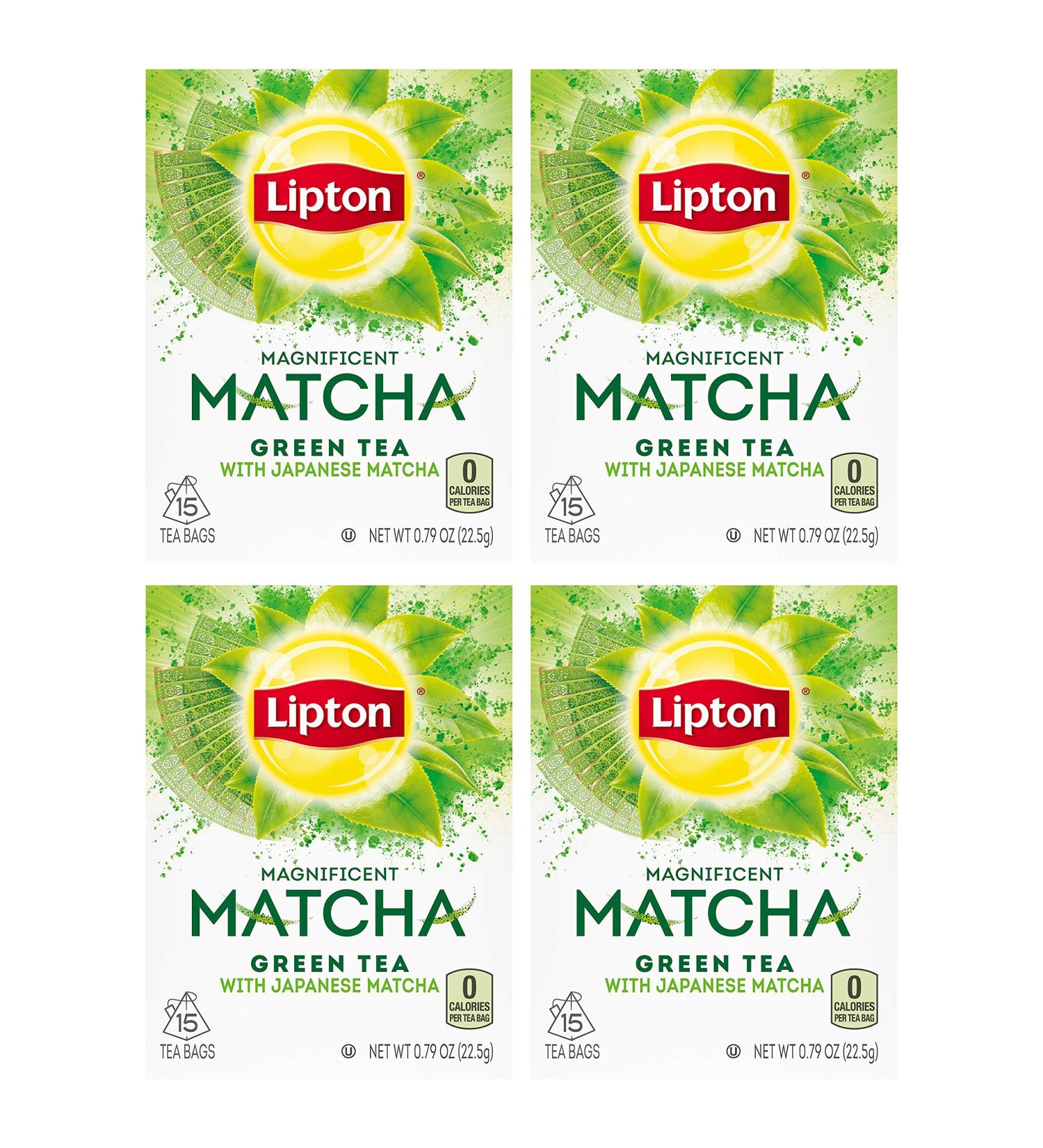 Lipton Magnificent Matcha Tea Bags - 15 Count, 4 Pack Green Tea with Real Japanese Matcha - Buy Online on GoSupps.com