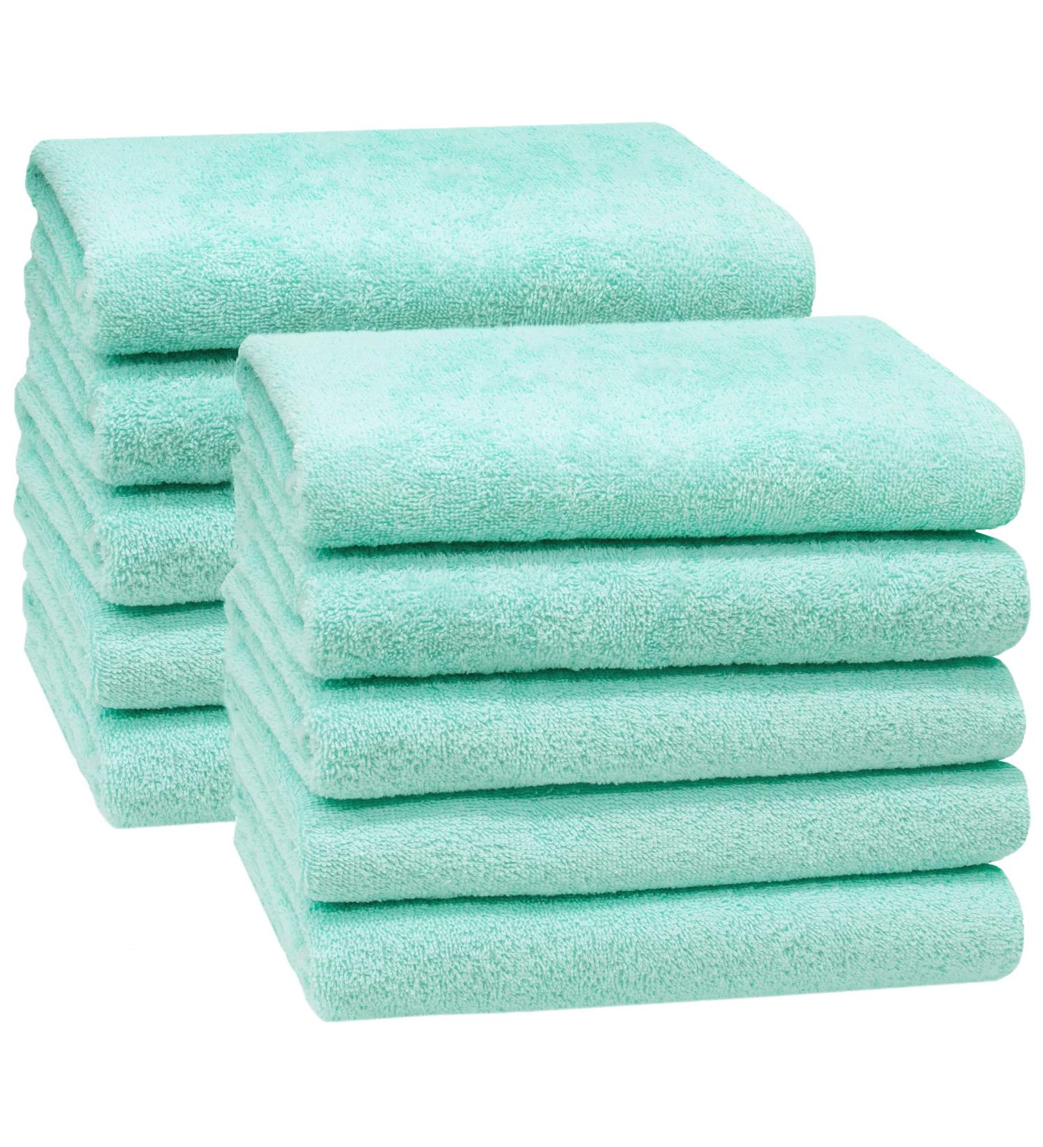 Zollner 10 Set Soft Cotton Shower Towels (50x100 cm) - Mint - Hotel Quality Washable Up to 60 C with Practical Hanger - Strong & Absorbent - Buy Online on GoSupps.com