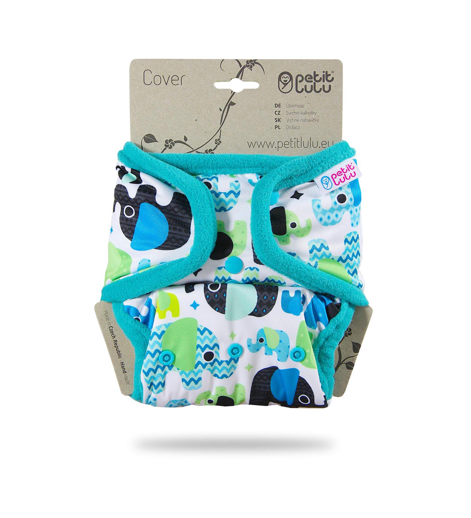 Petit Lulu Cloth Nappy Wrap | One Size (11-35.2 lbs) | Snaps | Washable Diaper Wrap | Made in Europe - Baby Elephants (Blue) - Buy Online on GoSupps.com