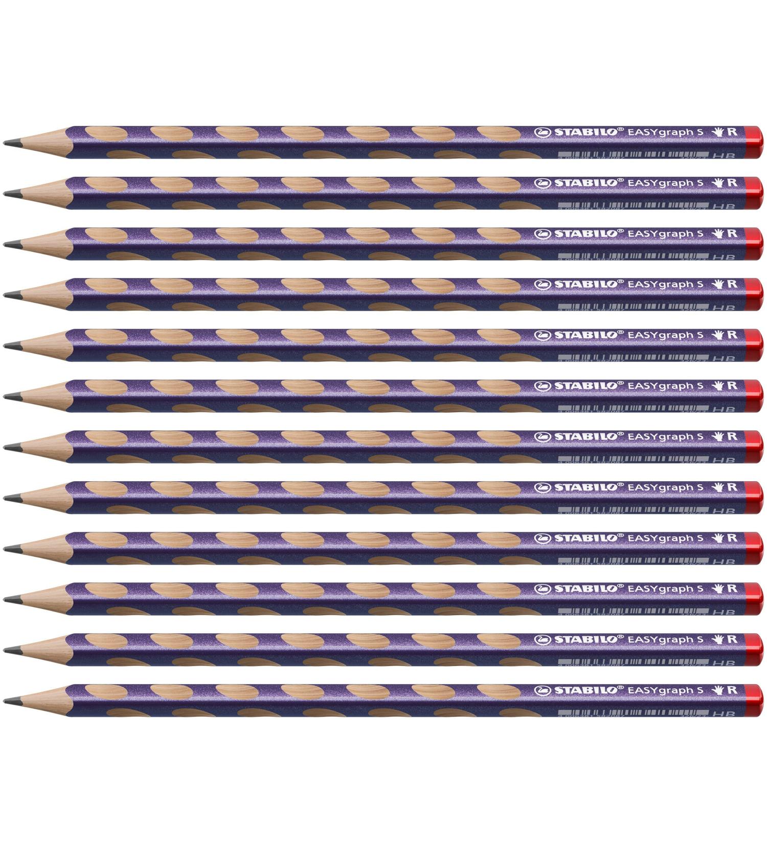 Slim Triangular Pencil for Right-Handers - STABILO EASYgraph S Metallic Violet - HB - Pack of 12 | International Shipping Available - Buy Online on GoSupps.com