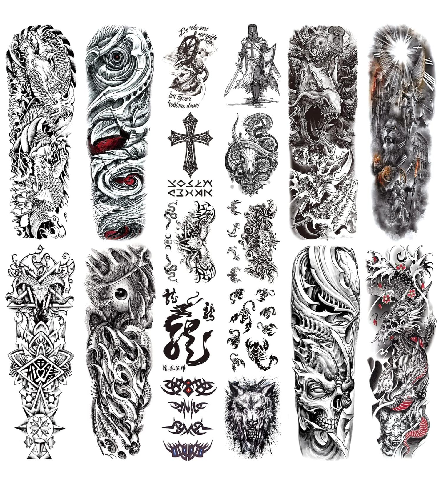 CUTELIILI Halloween Temporary Tattoo 18 Sheets - Full Sleeve & Half Arm Designs, Waterproof and Realistic Fake Tattoos for Men and Women - Great Christmas Gift - Buy Online on GoSupps.com