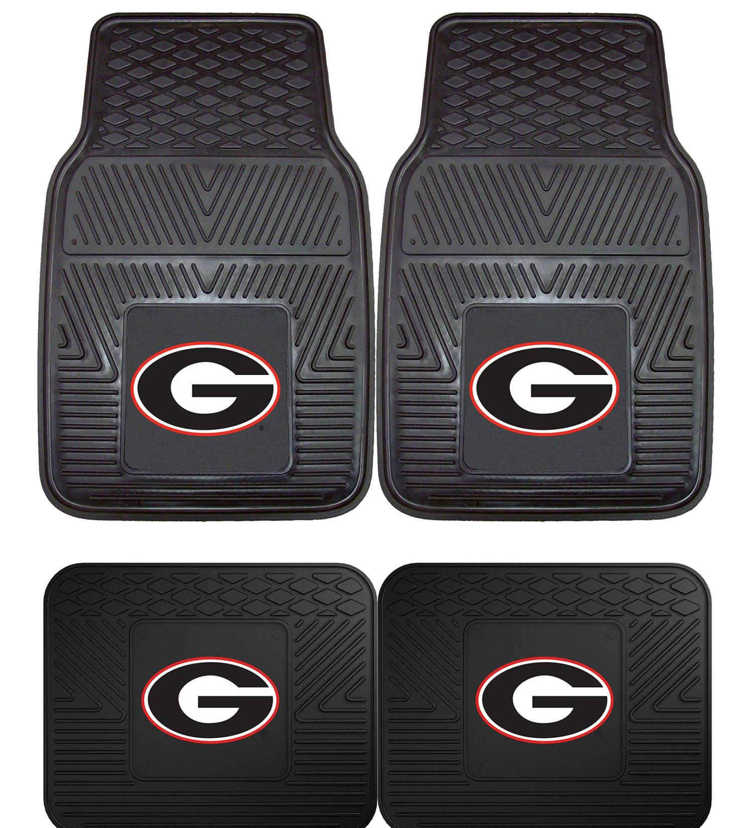 Northwest Officially Licensed NCAA Set of Universal Fit Front and Rear Logo Rubber Automotive Floor Mats - Georgia Bulldogs
