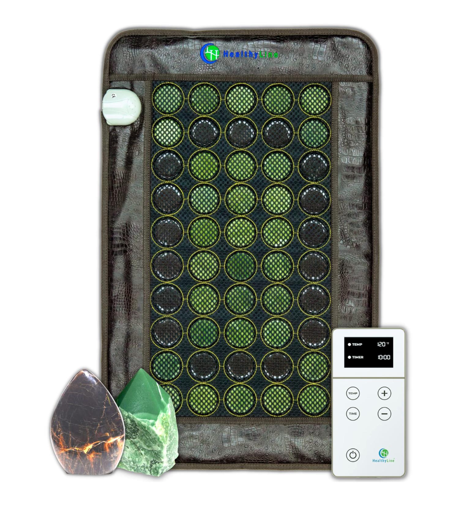 HealthyLine Far Infrared Jade & Tourmaline Heating Pad for Pain Relief - 50 Gemstones - Negative Ions Mat - FSA/HSA Eligible - Buy Online on GoSupps.com