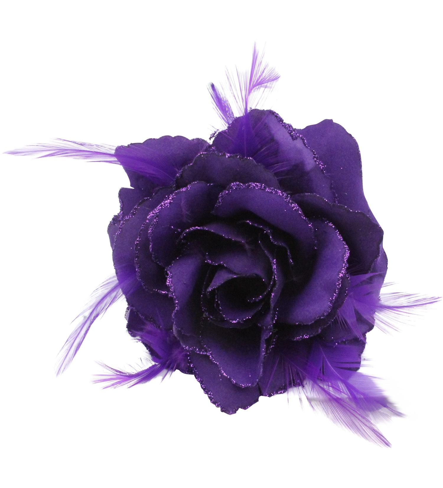 Purple Rose Hair Clip Large Rose Fascinator Flower Hair Clip Purple Hair Accessories Clips Elastic Wedding Hair Flower 1pc