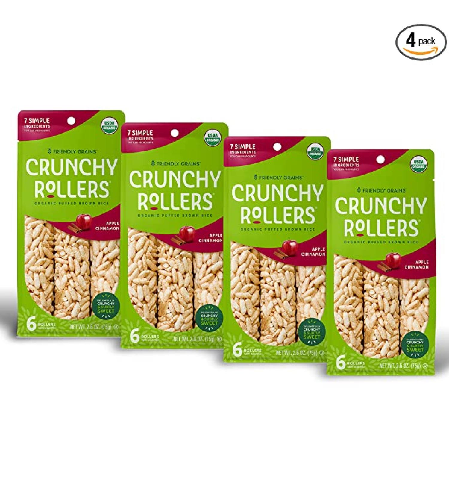 Friendly Grains Crunchy Rollers - Organic Apple Cinnamon Rice Snacks (24 Packs) - Buy Online on GoSupps.com