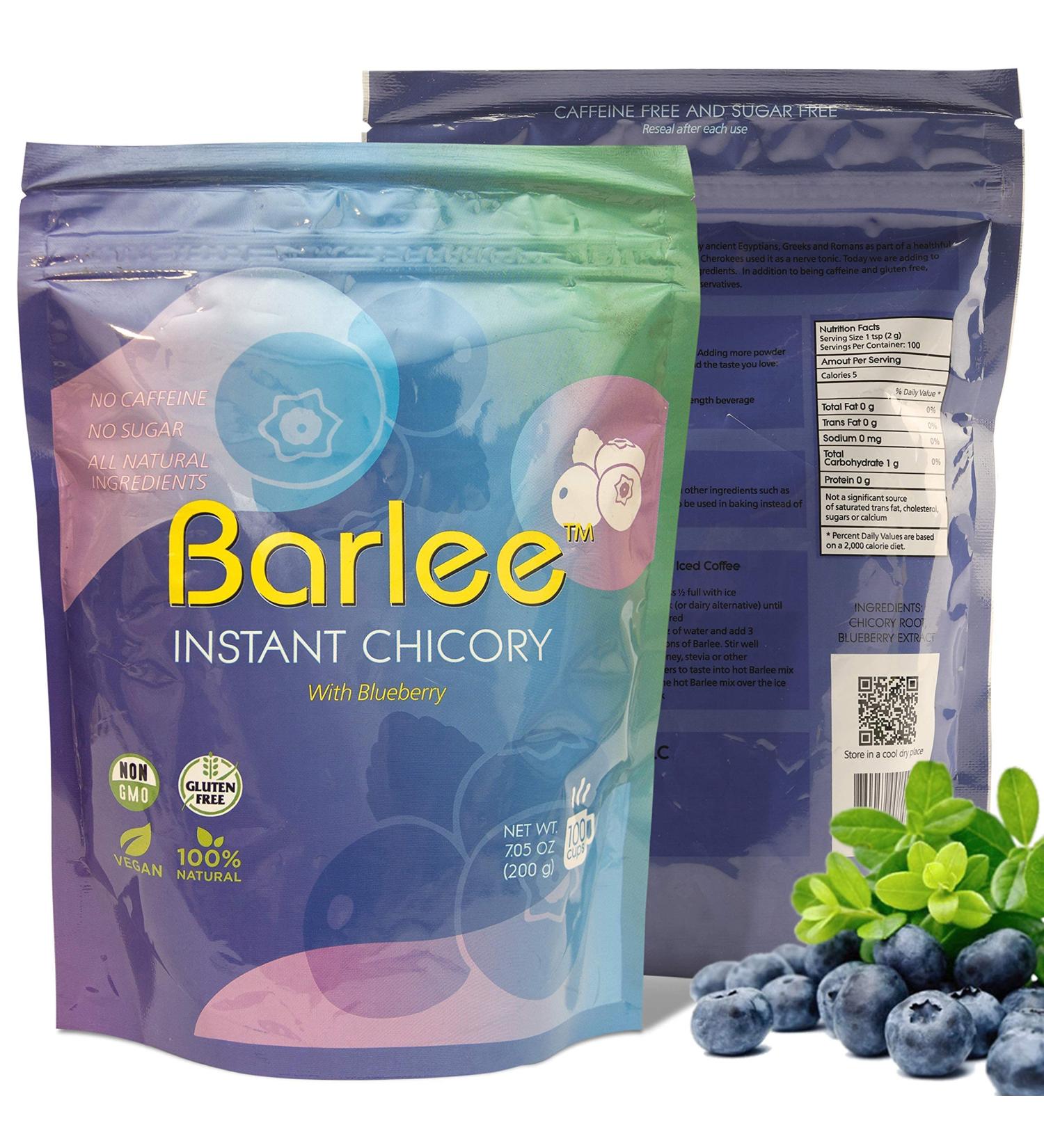 BARLEE Blueberry Chicory Root Powder Coffee Alternative - 2 Pack (14.1 OZ) Caffeine-Free Instant Chicory Coffee Substitute - Sugar-Free Beverage Blend - Buy Online on GoSupps.com