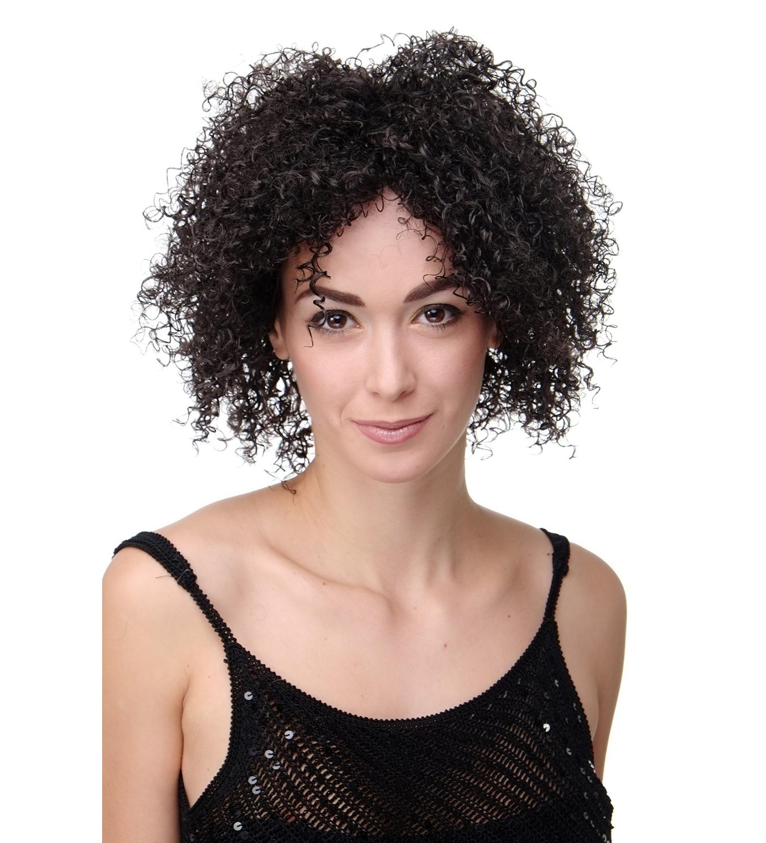 WIG ME UP Women's Curly Medium Length Afro Wig - Voluminous Dark Brown & Chocolate Brown Frizzy Style | International Shipping Available - Buy Online on GoSupps.com