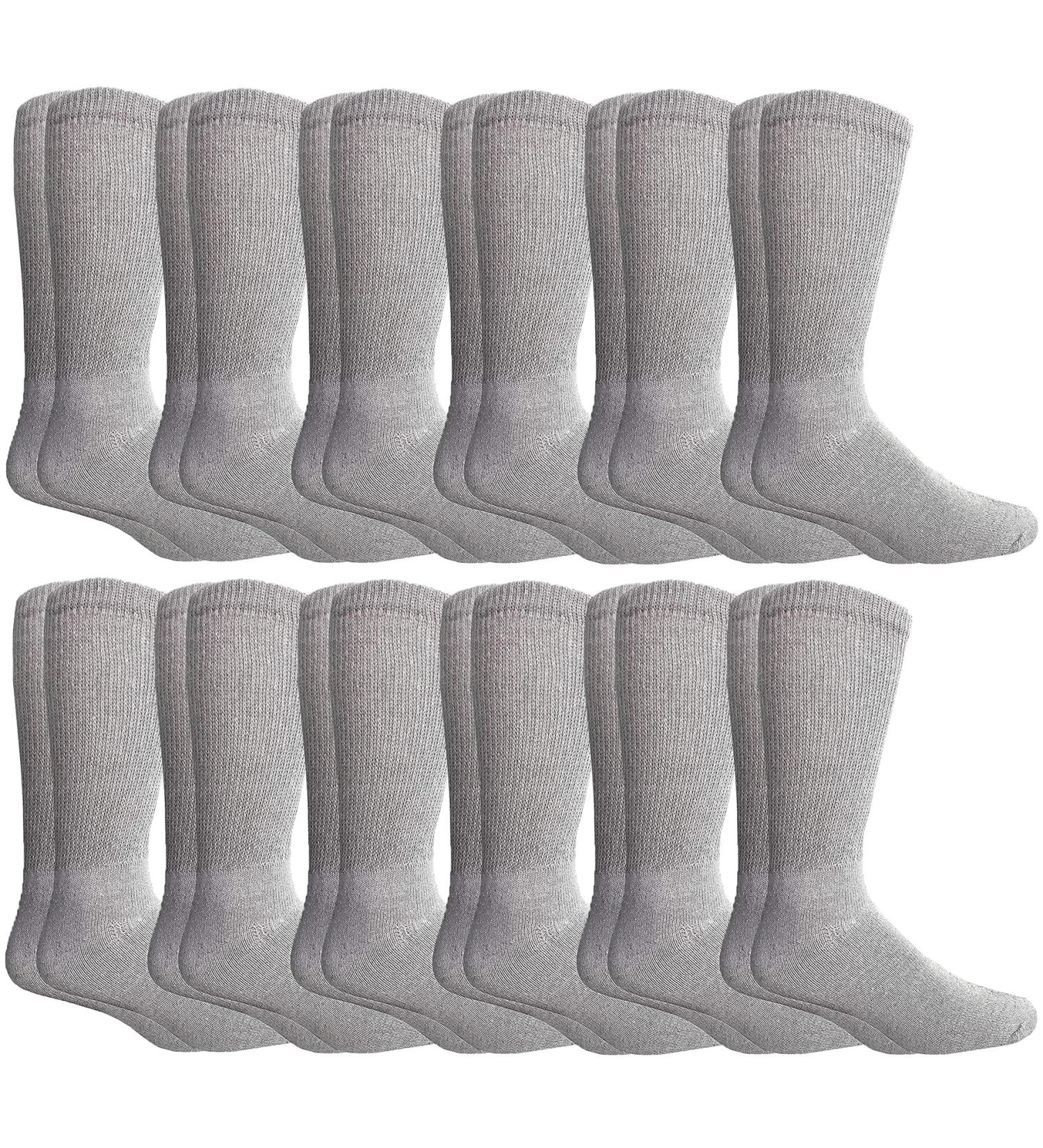 Yacht & Smith Men's King Size Diabetic Crew Socks for Big & Tall Men - 12 Pairs Gray - Buy Online on GoSupps.com