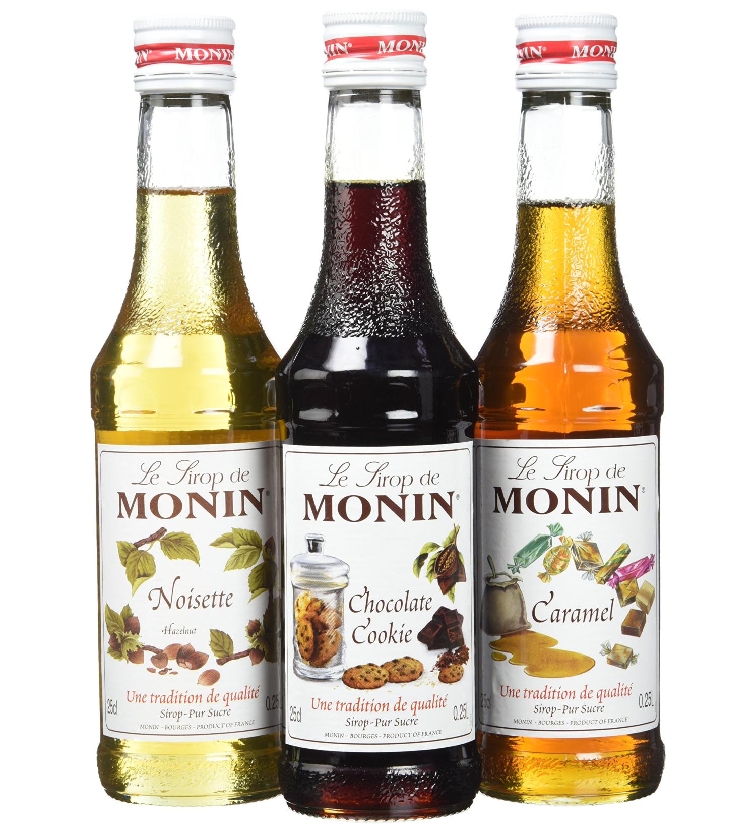 MONIN - Box for Hot Drinks - Caramel Hazelnut and Chocolate Cookie - 3x25cl